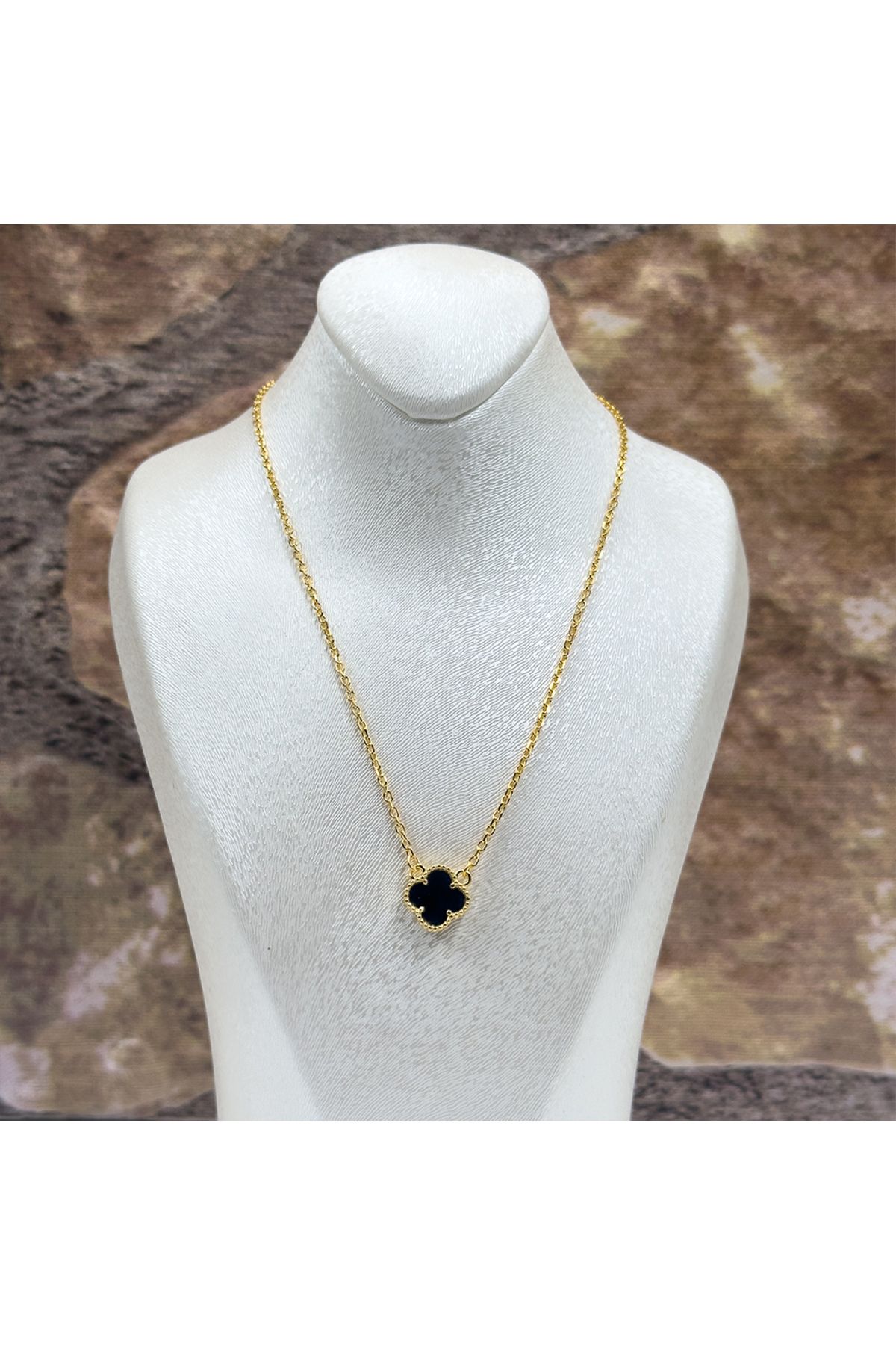 Livora Jewelry Gold Renk Hematit Taşlı Gümüş Kolye
