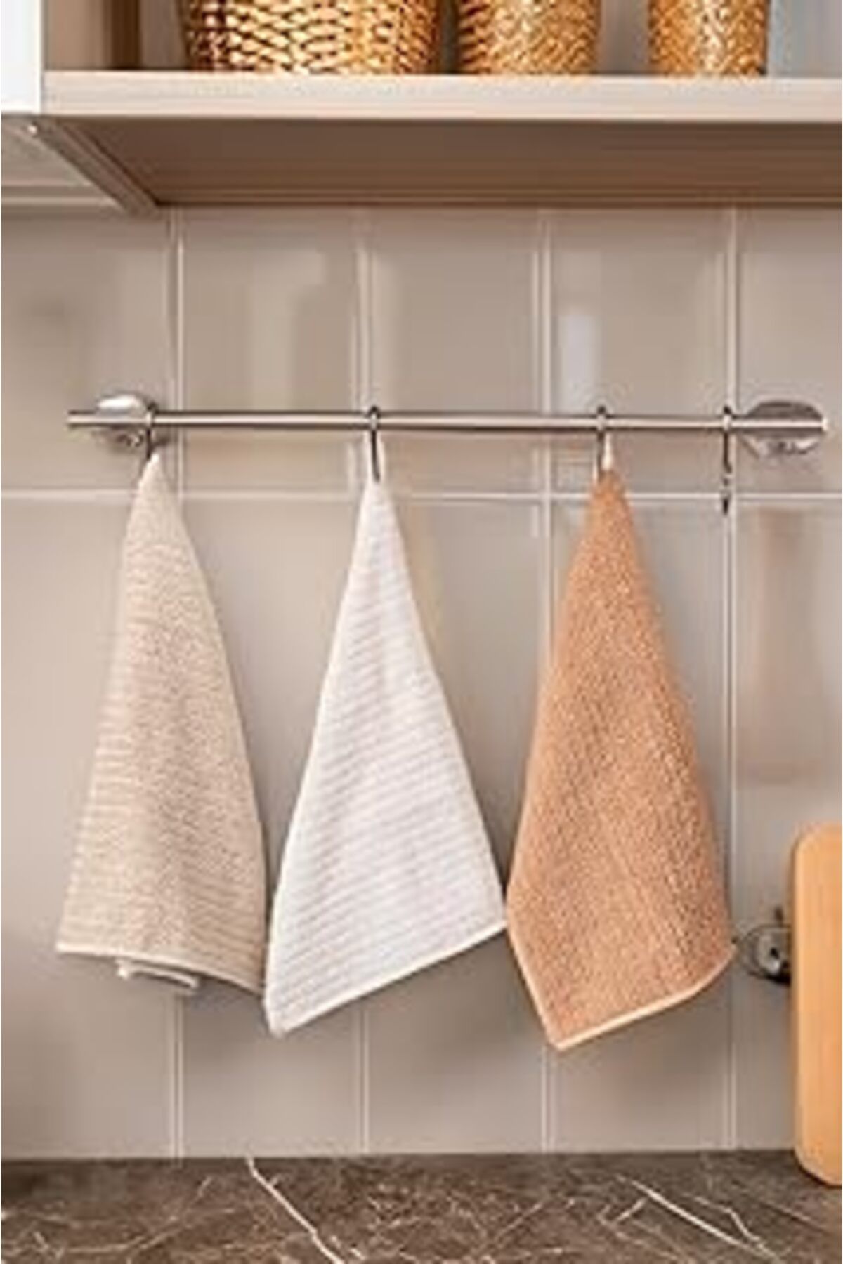 robotrend Pazar Kapısı Mikrofiber 3'Lü Temizlik Bezi Sihirli Kurutma Bez 30 X 30 Cm (Balkabağı, Krem, Bej)