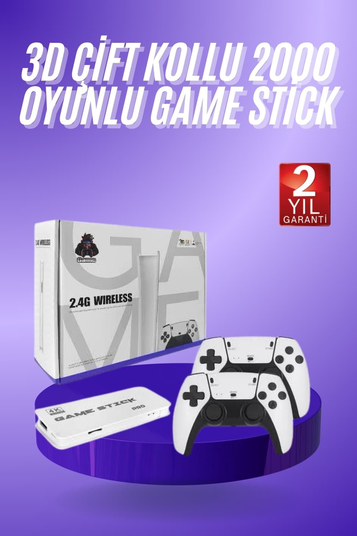 nerede bulurum 3D 4K HD 2.4G Game Stick 4K Ultra Hd Oyun Konsolu Çift Kollu