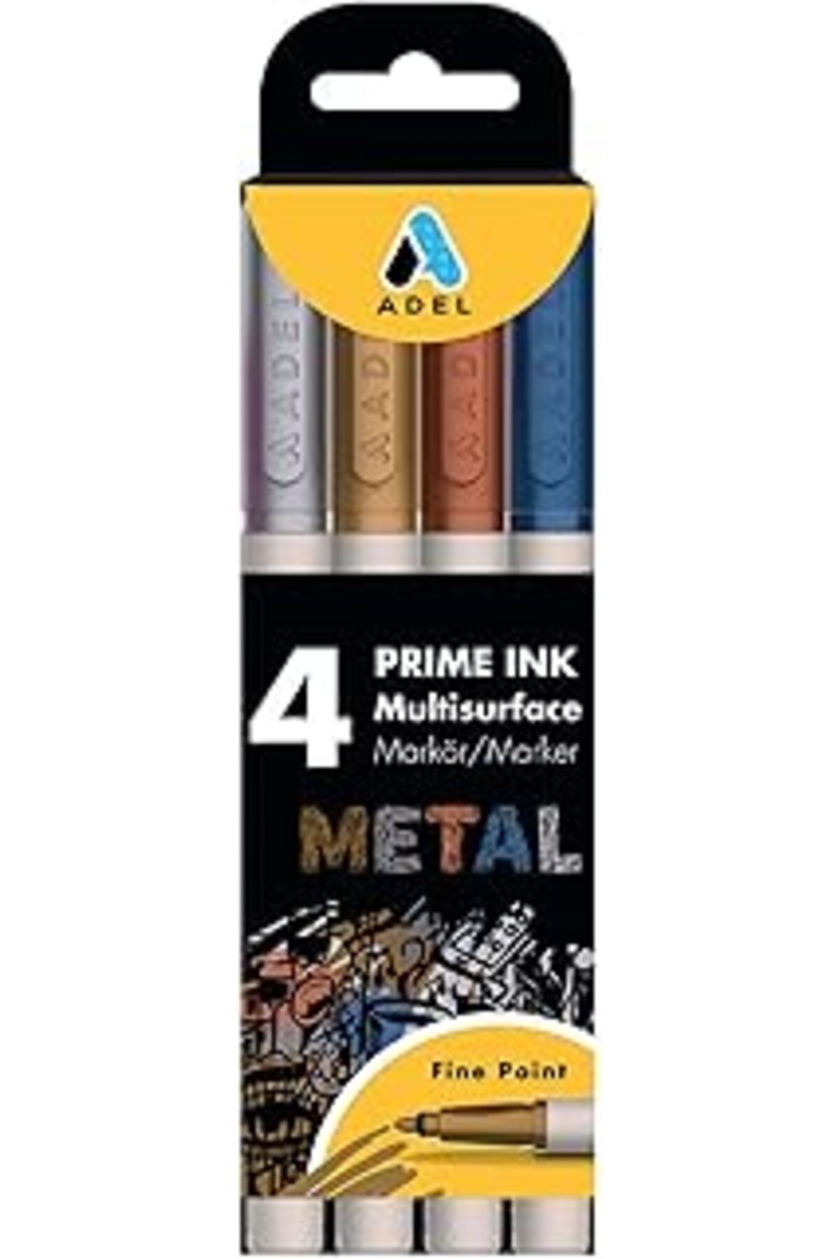 Pazarcan Adel Prime Ink Multisurface 4'Lü Metalik Markör