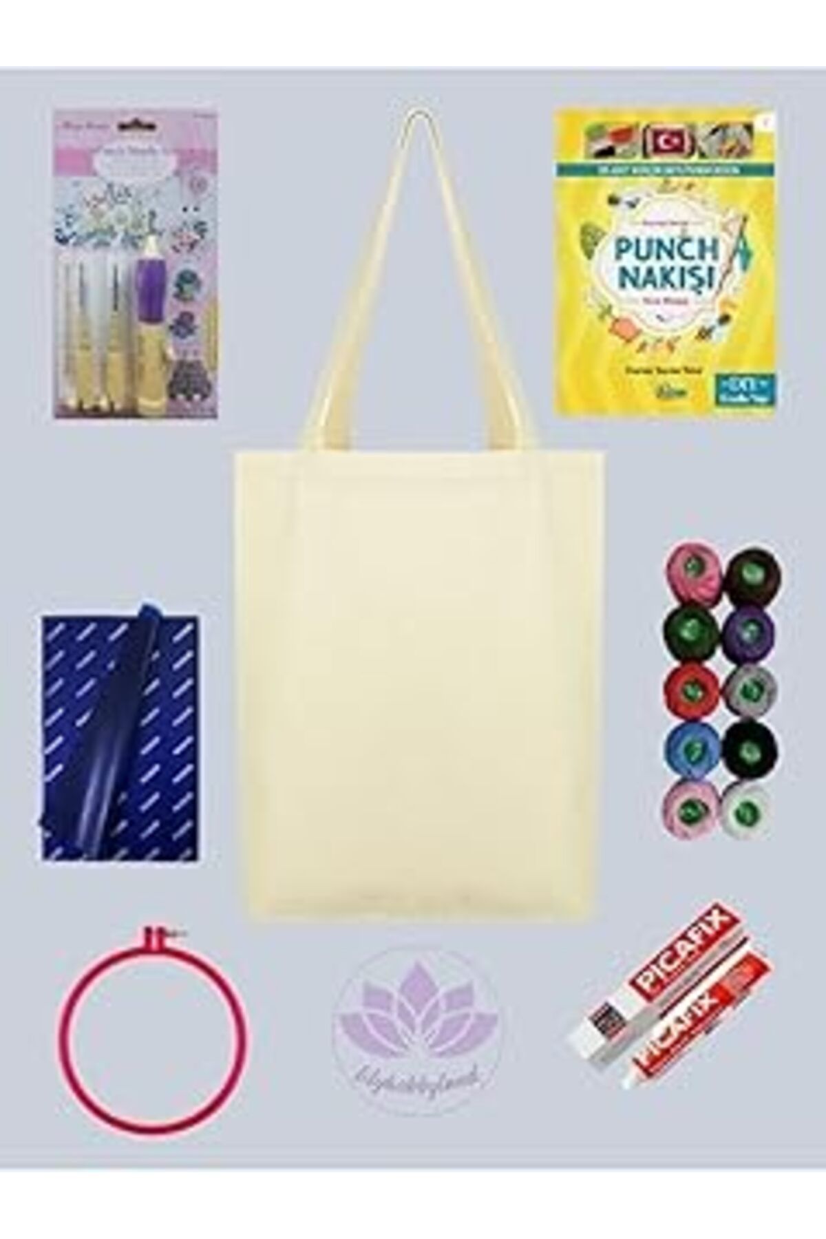 Pazarcan Lilyhobbyland (1081) Punch-panç Bez Kumaş (DUCK) Çanta Nakış Seti Tüm Malzemeleri Ile Birlikte Renk