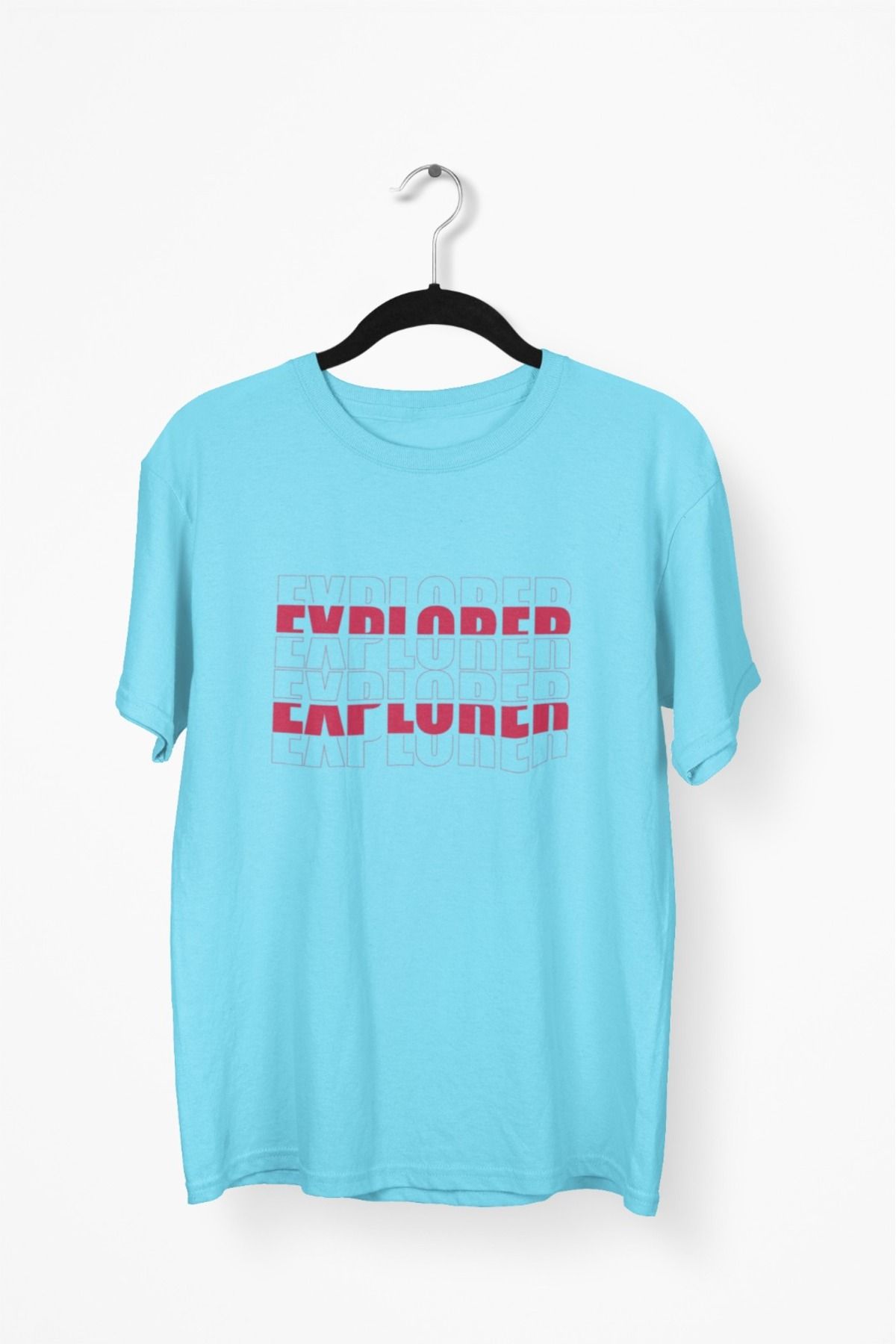 Butik ERKEK/KADIN -EXPLORER- TRANSFER BASKILI YUVARLAK YAKA KISA KOL TİŞÖRT