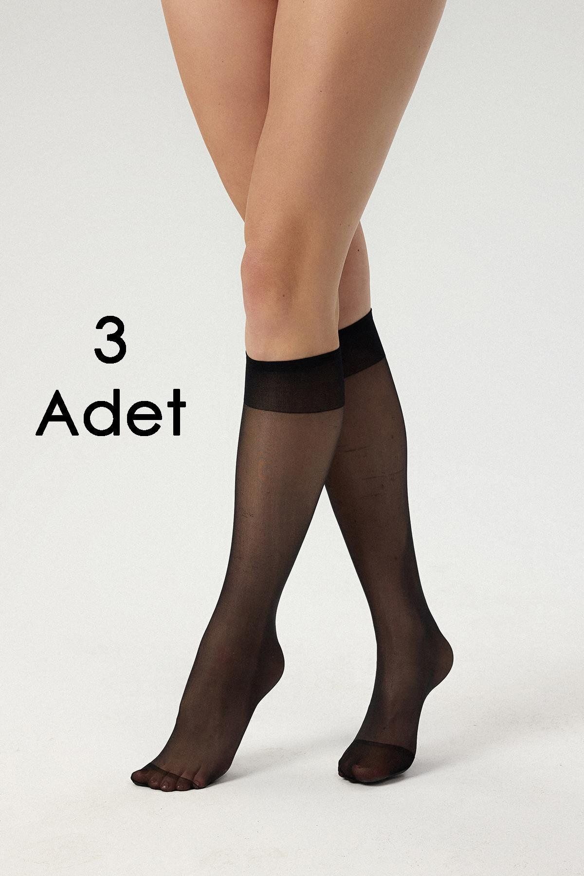 Feu De Elu Miod Fit 15 Parlak Dizaltı Çorabı Siyah 3'lü Set