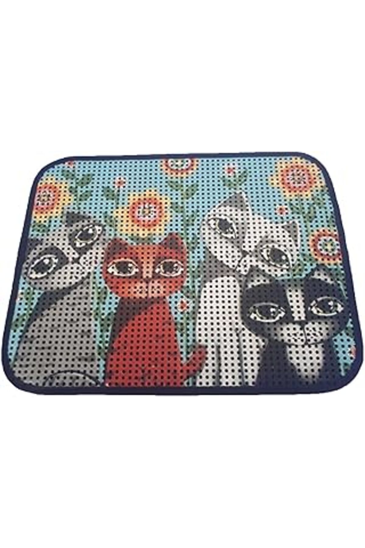 karadağsb Miapet Elekli Desenli Kedi Tuvalet Önü Paspası 60 X 45 Cm Papatya