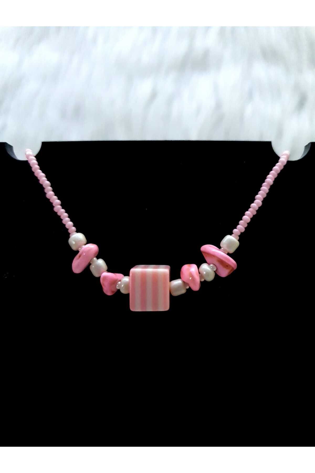 HAPPY HANDMADE 36CM PEMBE KOLYE