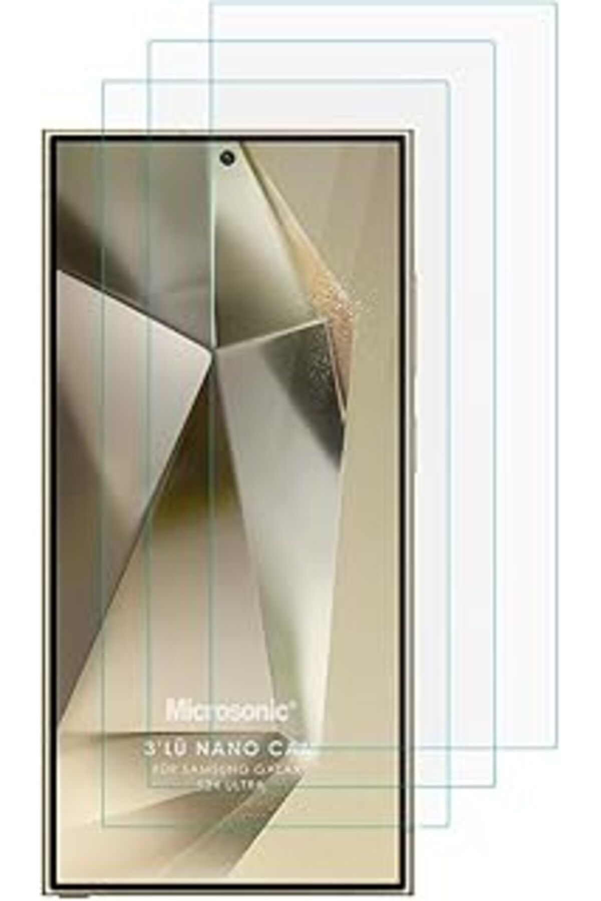 Pazarcan Microsonic Samsung Galaxy S24 Ultra Screen Protector Nano Glass Cam Ekran Koruyucu (3`Lü Paket) [Ga