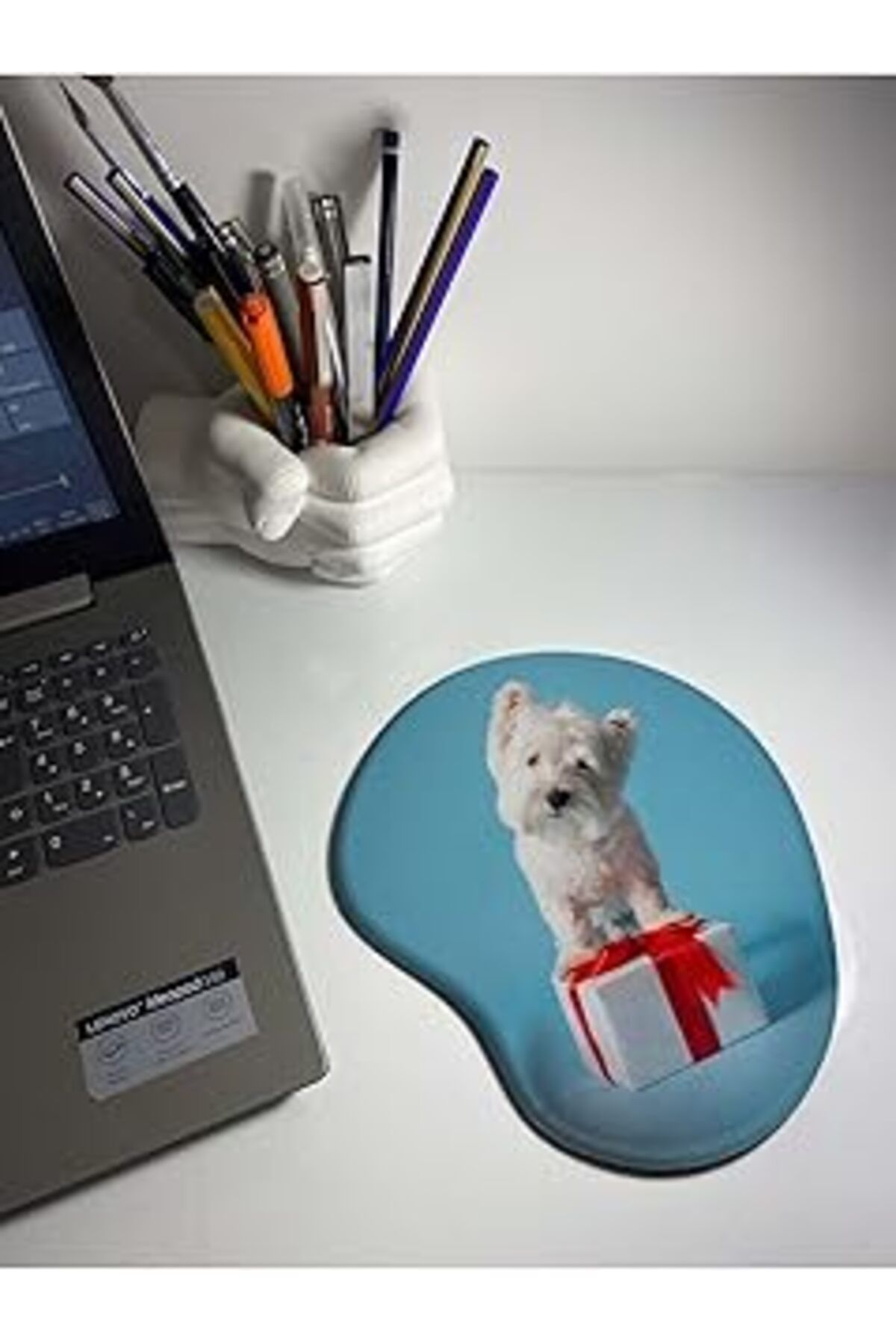 Mu Art Ahşap Rakkun Shop Hediyeci Köpüş Desenli Bilek Destekli Mouse Pad