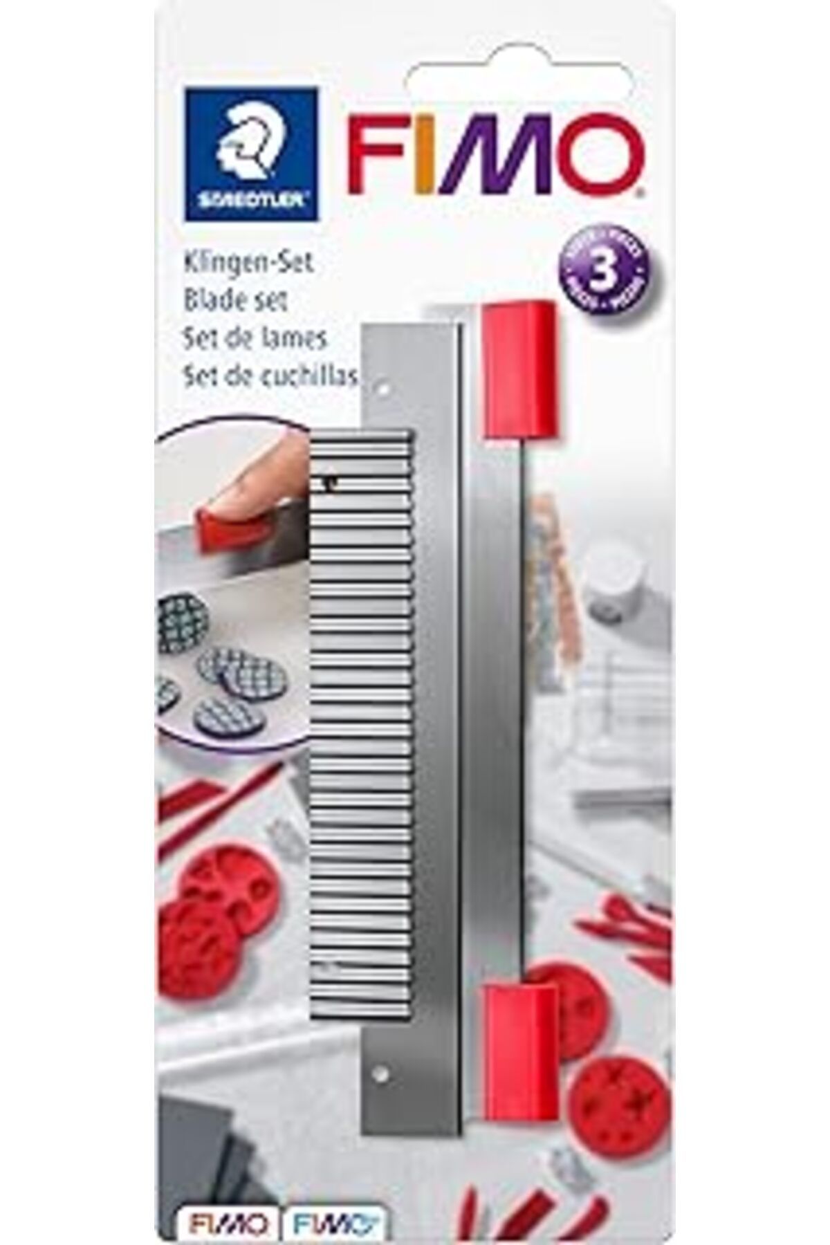 Mu Art Ahşap Staedtler Fimo 8700 04 3'Lü Bıçak Seti Sert, Esnek Ve Tırtıklı