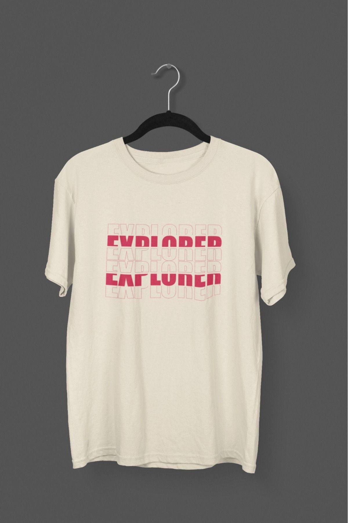Butik ERKEK/KADIN -EXPLORER- TRANSFER BASKILI YUVARLAK YAKA KISA KOL TİŞÖRT