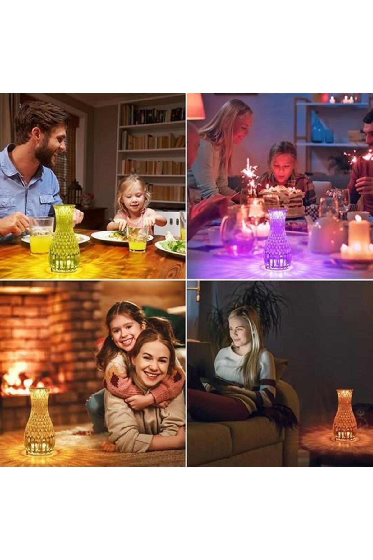 Emperium Sürahi Model USB Şarjlı Kumandalı 16 Farklı Işık Modlu Masa Üstü Kristal Akrilik Lamba Led (5122)