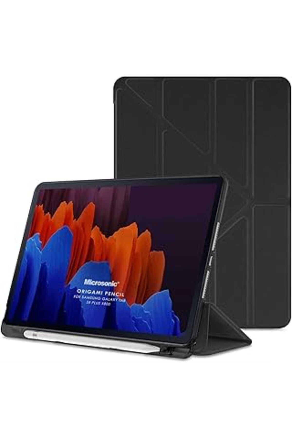 karadağsb Microsonic Samsung Galaxy Tab S8 Plus X800 Için Kılıf Origami Pencil Siyah [Galaxy Tab S8 Plus X800