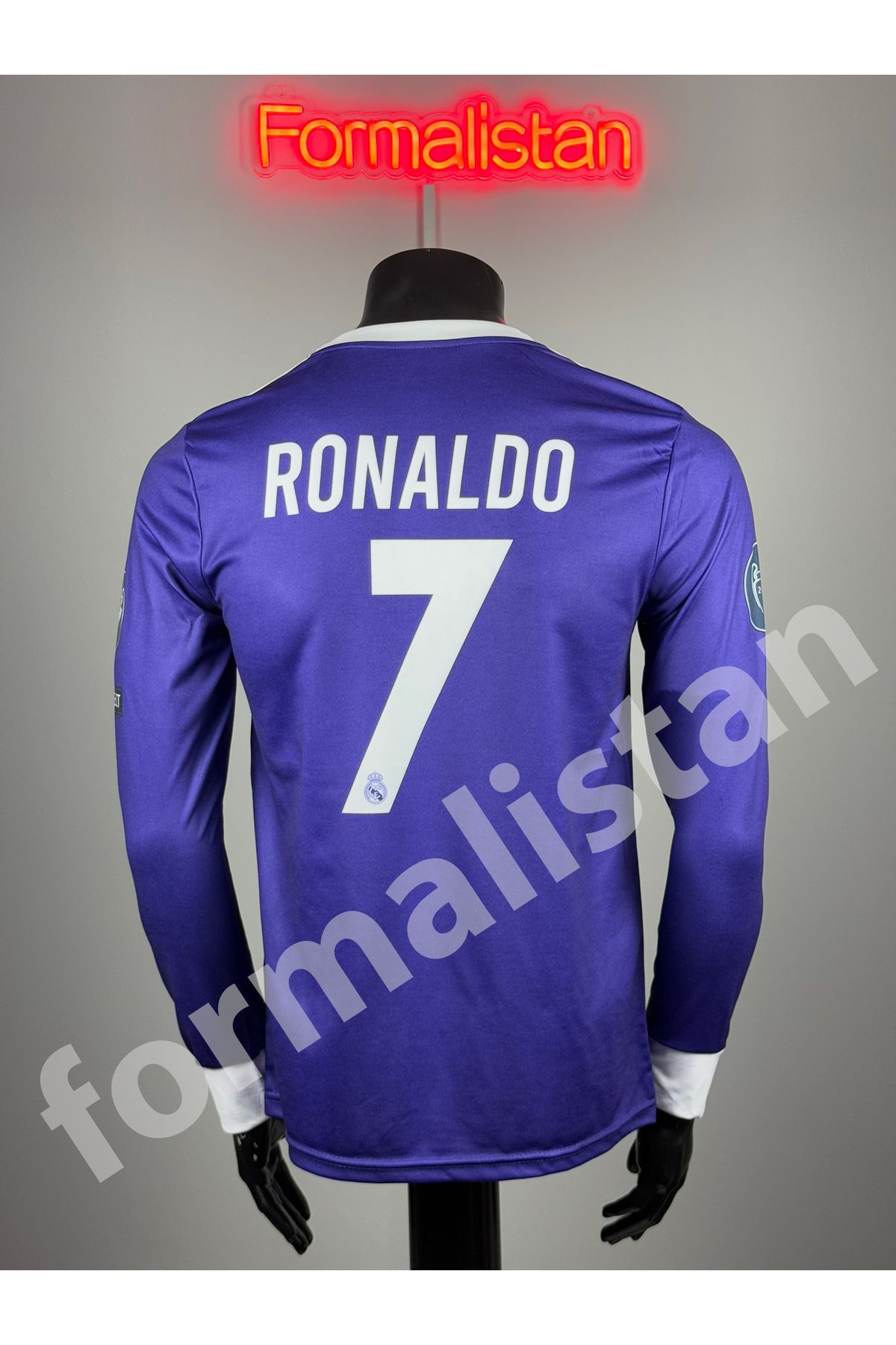 Quaxram Rê.al-Madrid Ronaldo 2017 Futbol Forması Uzun Kol Mor