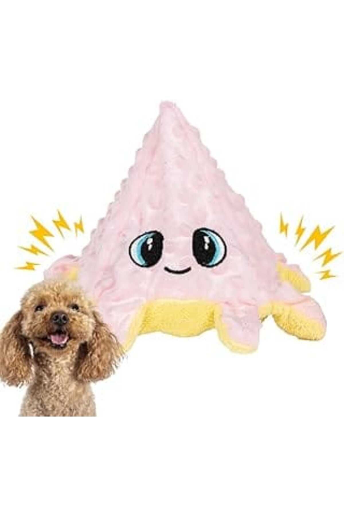 Mu Art Proud Wave Ahtapot Köpek Oyuncağı Peluş Zilli Vikvikli Çift Taraflı Çekiştirme Oyuncağı (Pembe-Sari