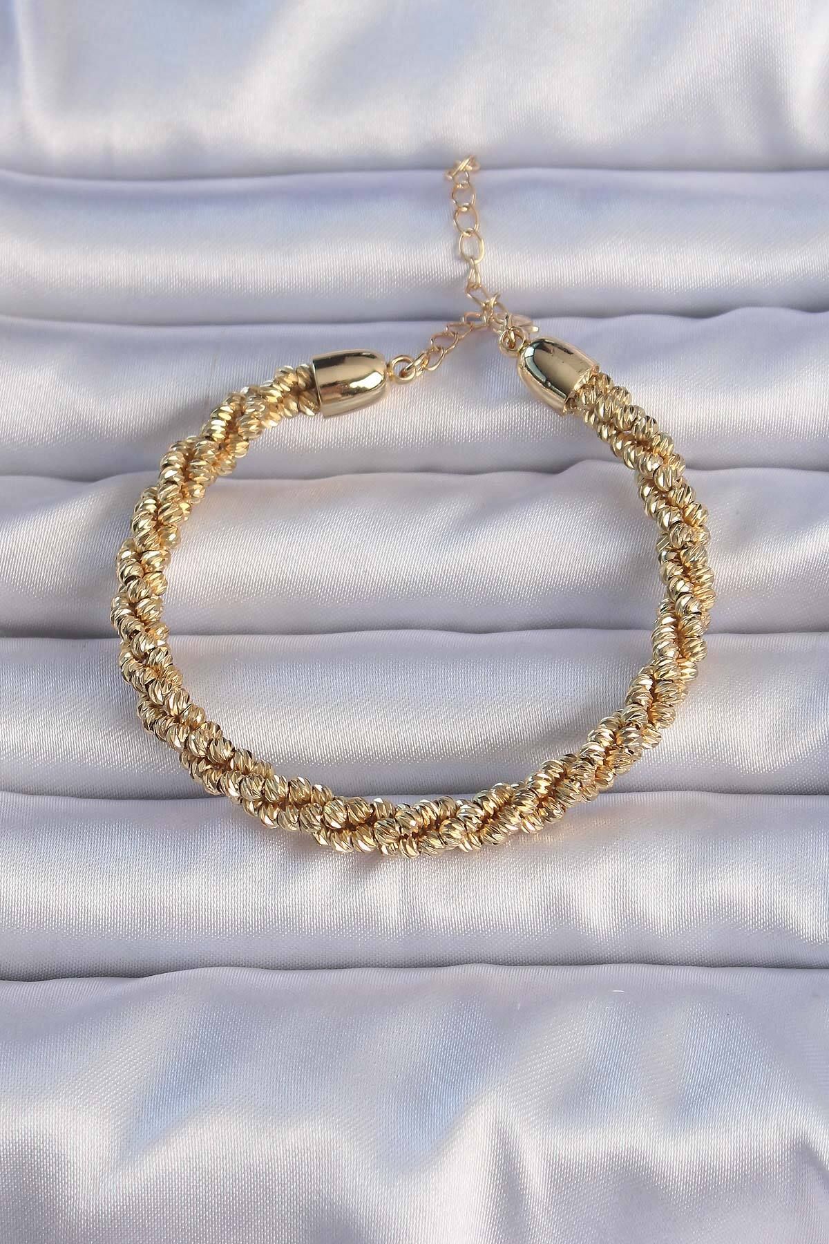 MMB Boutique Pirinç Altın Renk Sarmal Model Bileklik