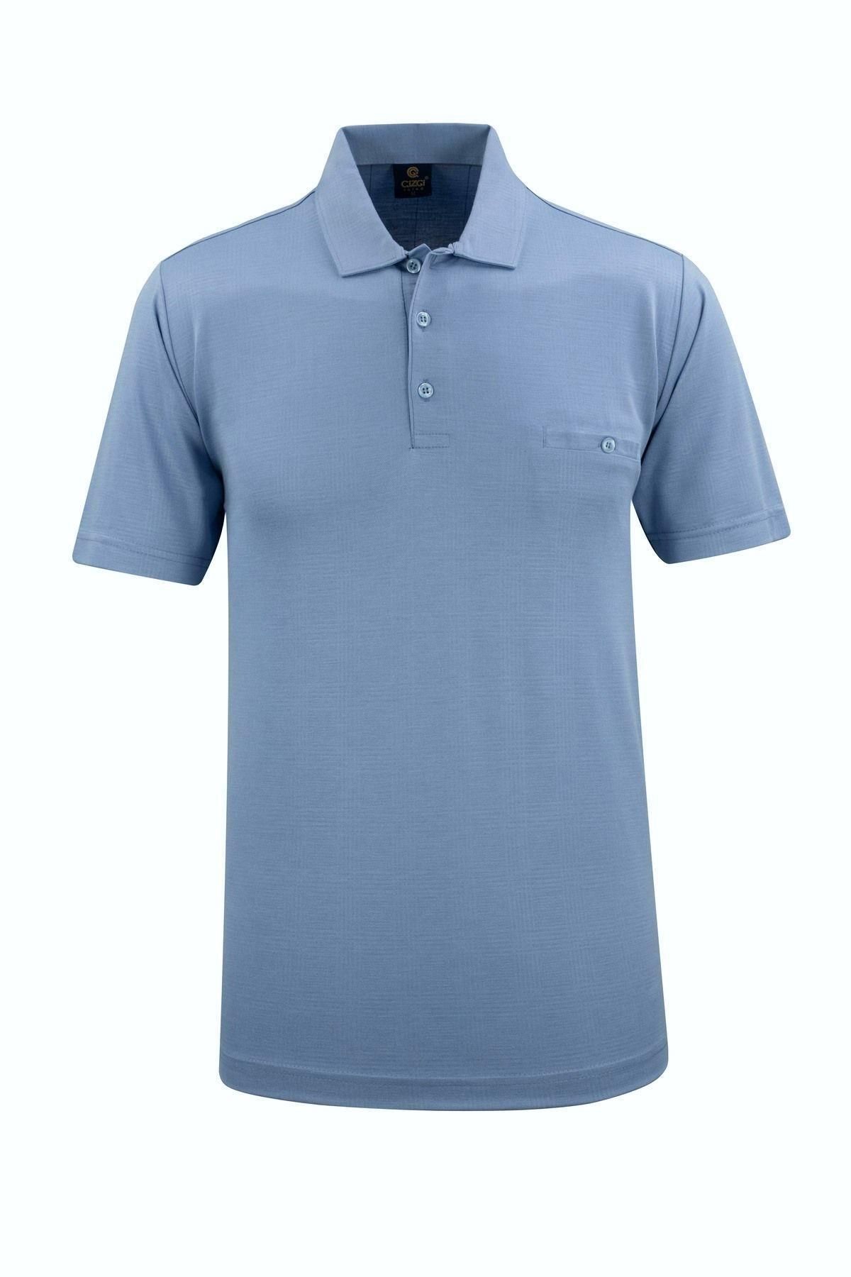 Çizgi Triko Erkek Polo Yaka Cepli Tişört 5107 BGL-ST04562