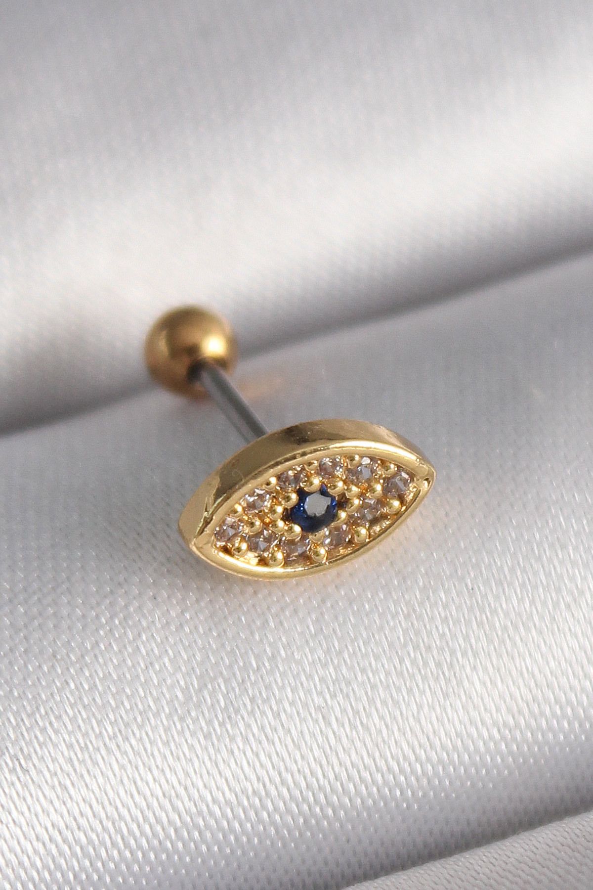 Maristas Çelik Gold Renk Zirkon Taşlı Göz Tragus Piercing