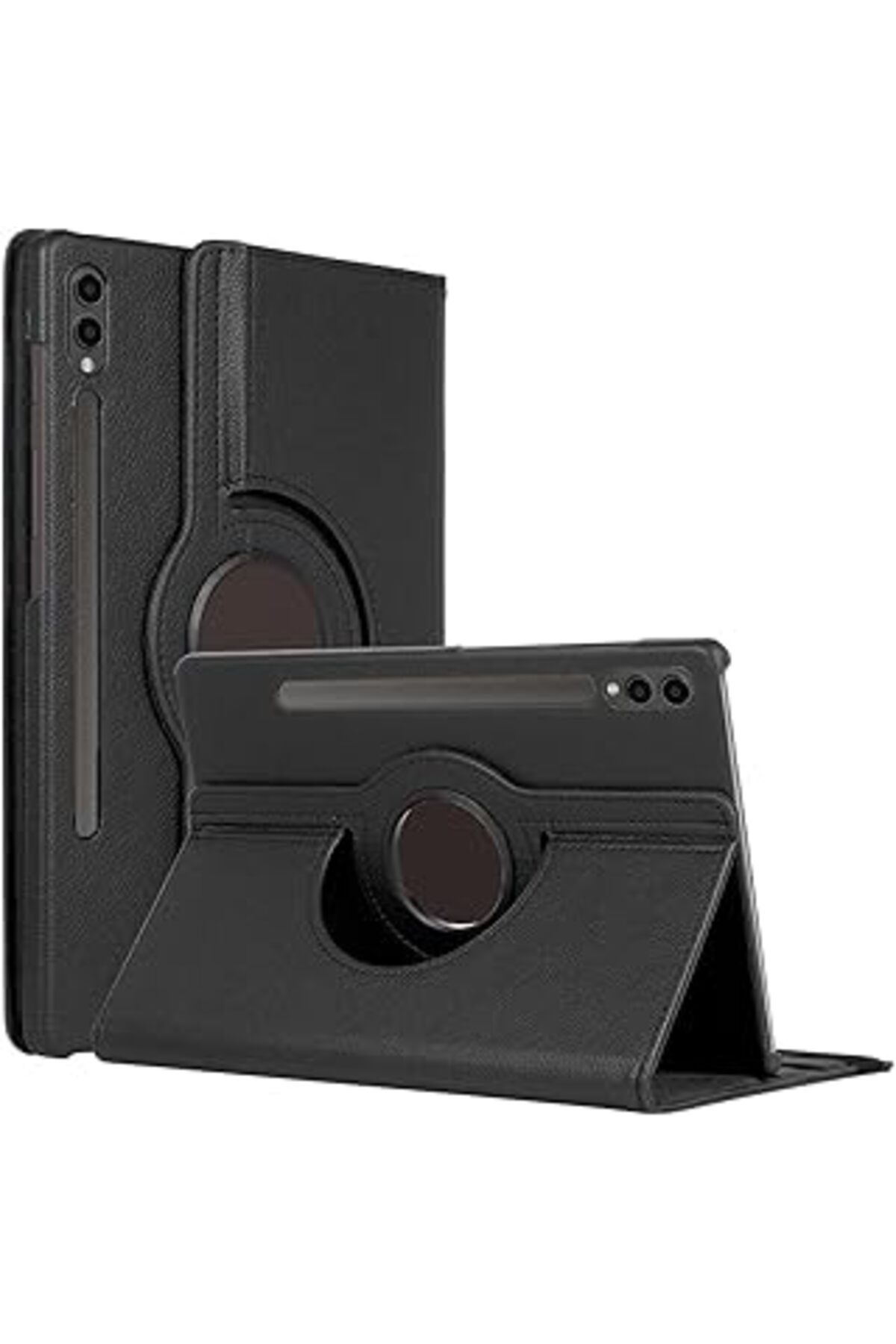 Mu Art Galaxy Tab S10 Plus X820 Kılıf 360 Rotating Stand Deri Siyah [Galaxy Tab S10 Plus X820 Ile Uyumlu K