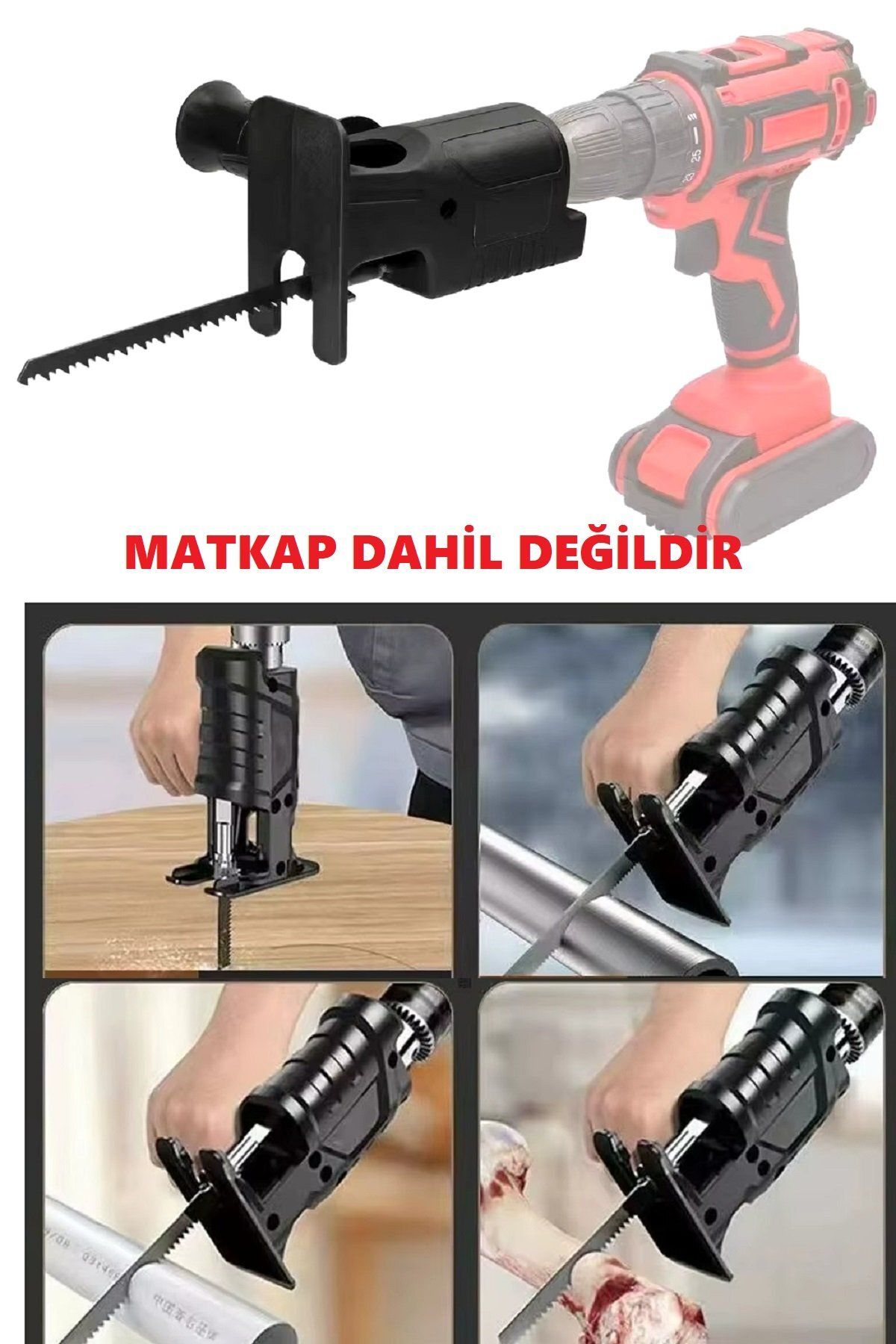 NZM TİCARET Matkap Testere Dönüştürücü Aparat Pistonlu Testere Adaptörü Matkabı Testere Gibi Kulanın 3 Bıçaklı