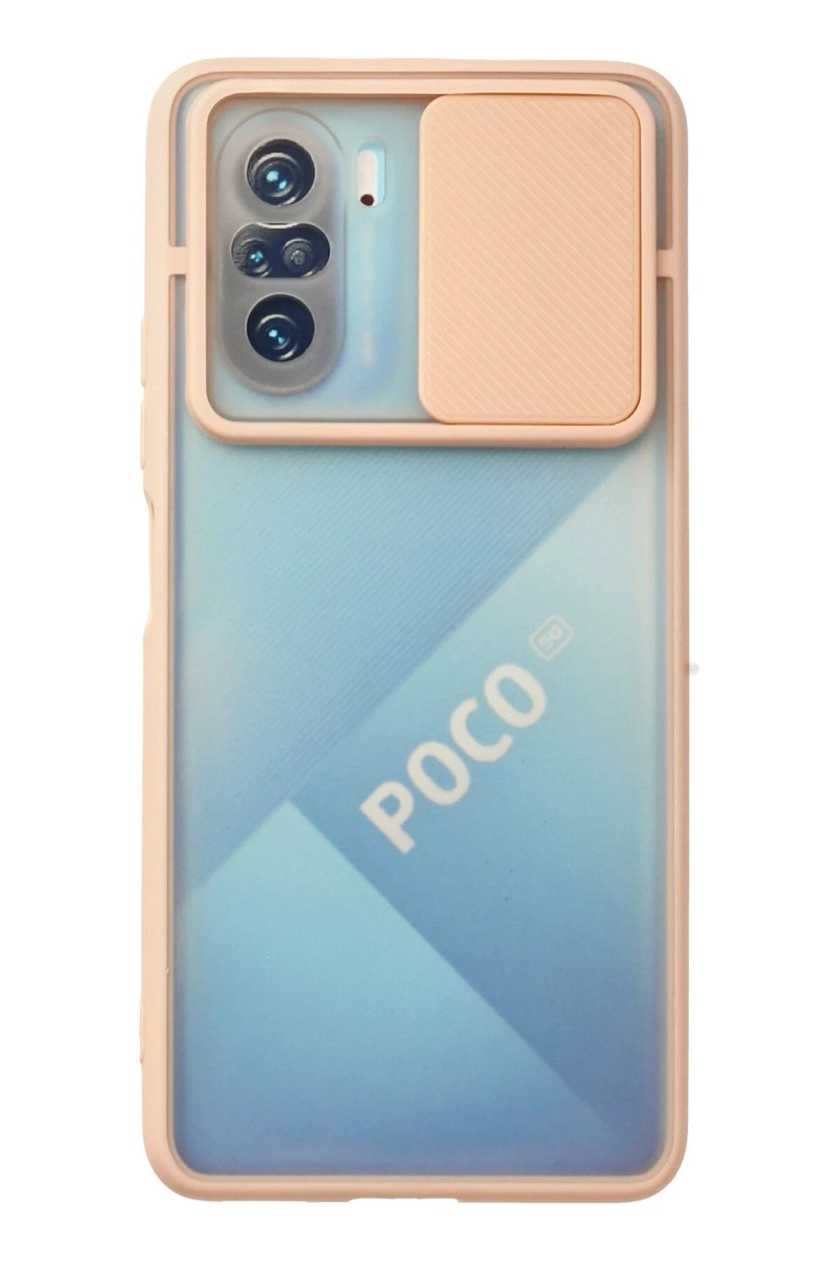 NewFace Xiaomi Poco F3 Kılıf Palm Buzlu Kamera Sürgülü Silikon - Pembe JOJUA