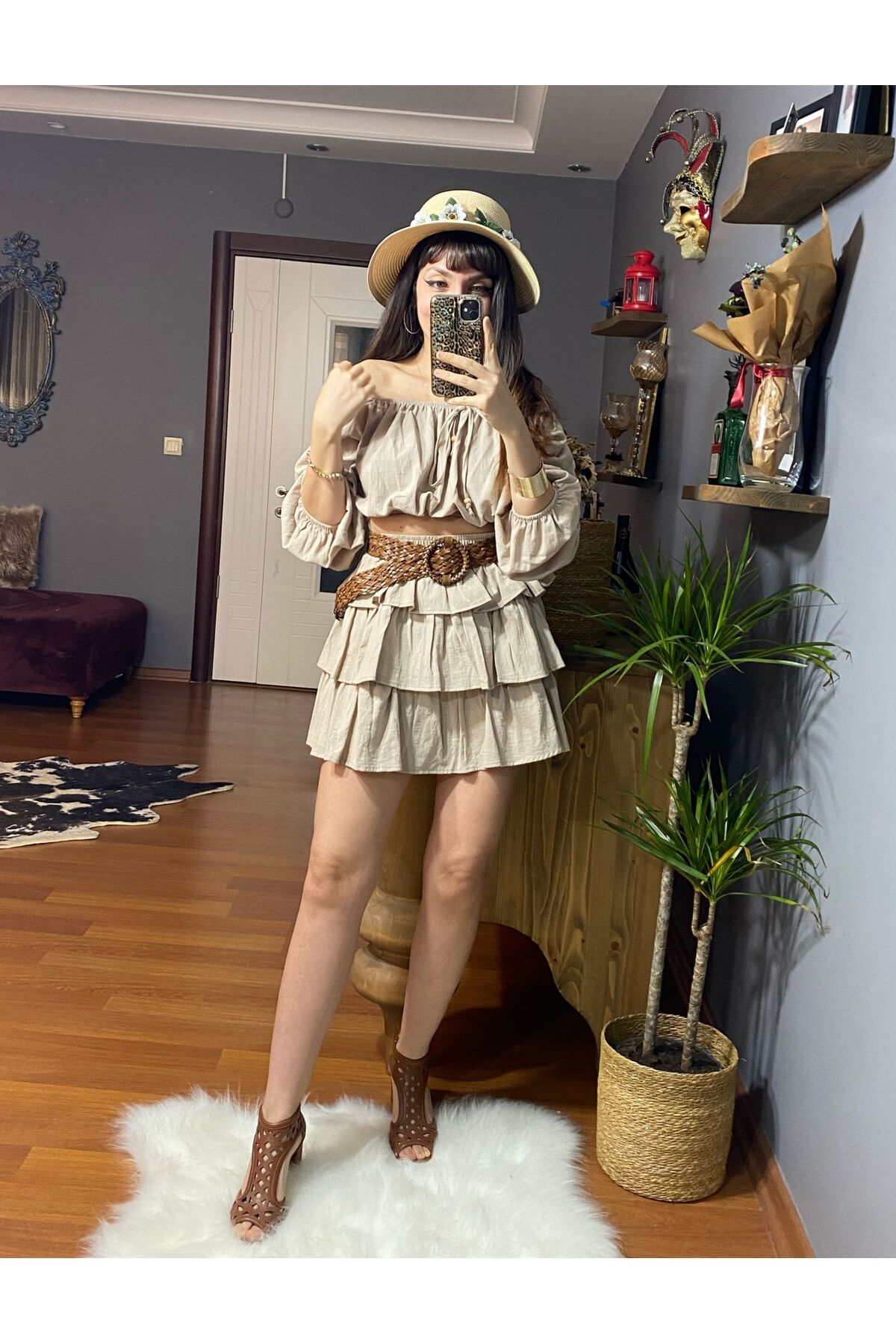 MODAGK Mykonos Keten Etek Bluz Takım