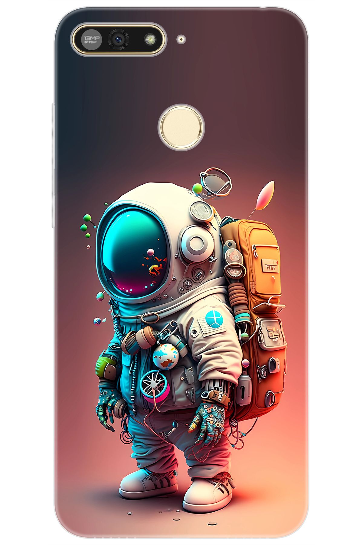 Ceppare Honor 7A (AUM-L29) Uyumlu Kılıf Desen Baskılı Silikon Astronot STK:682 CP-jN3kgHH