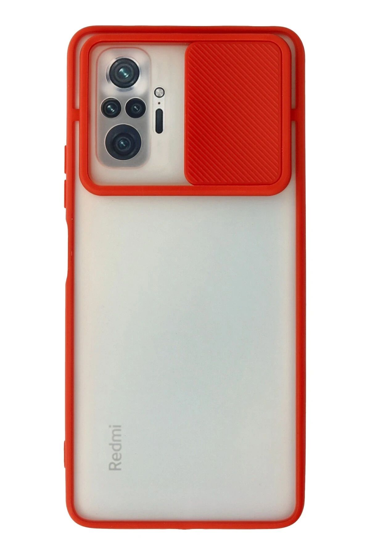 NewFace Xiaomi Redmi Note 10 Pro Kılıf Palm Buzlu Kamera Sürgülü Silikon - Kırmızı JOJUA