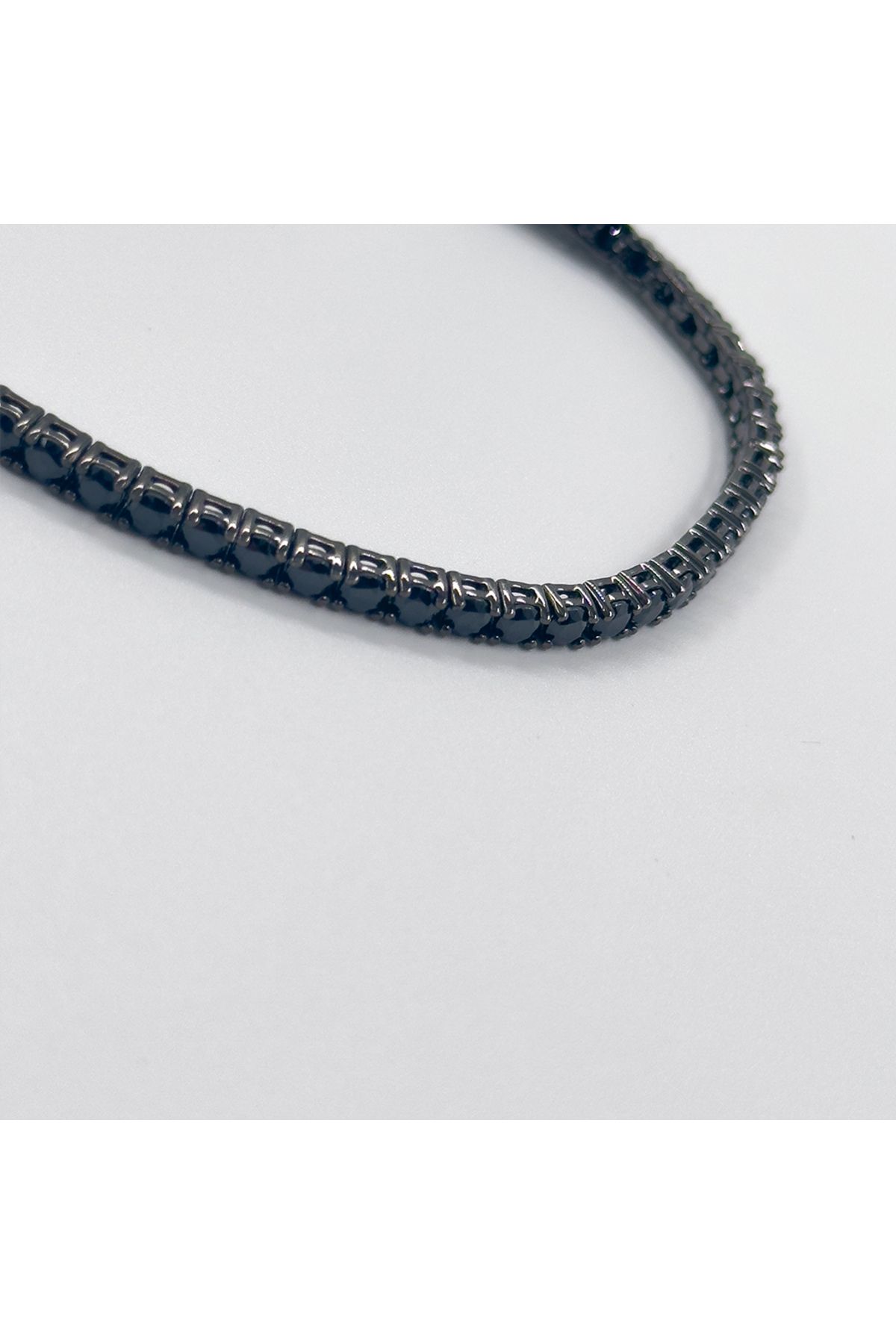 Livora Jewelry Onix Taşlı Siyah Rodajlı Su Yolu Gümüş Bileklik - 3MM