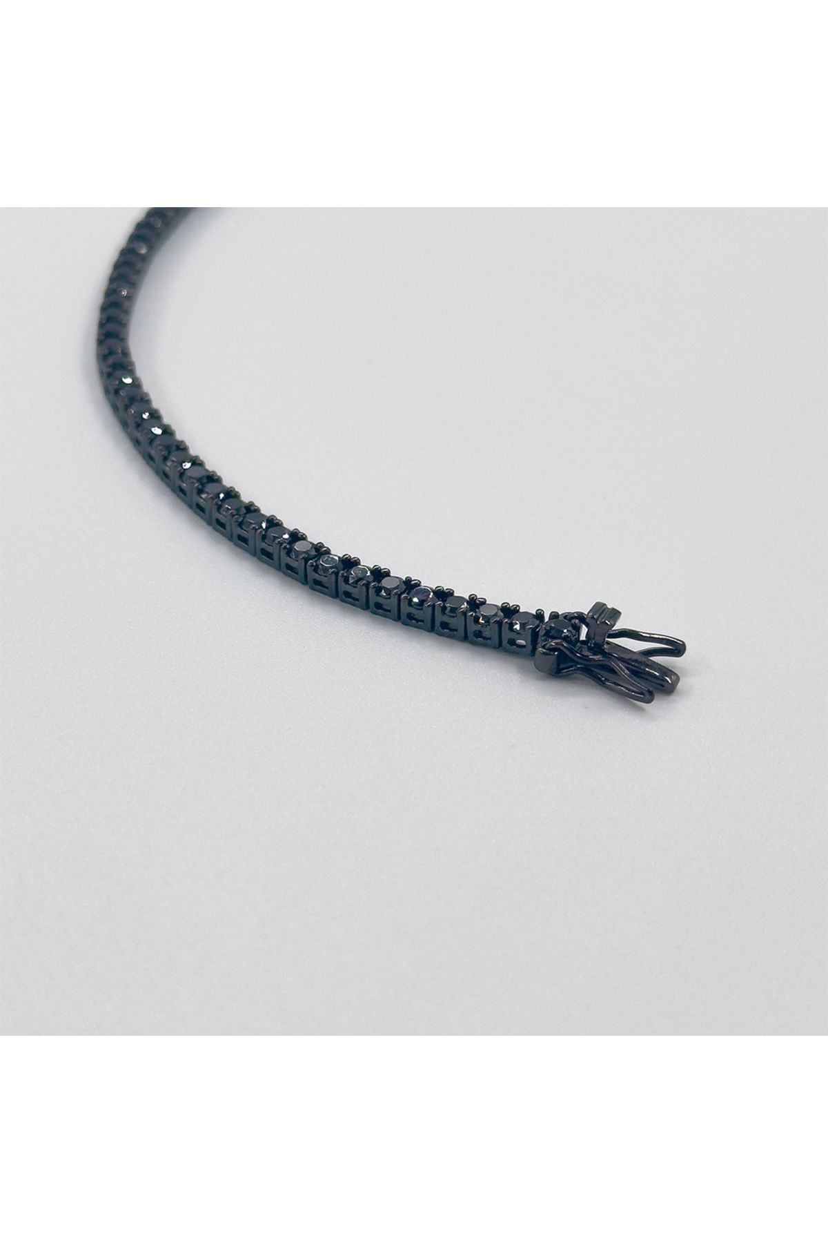 Livora Jewelry Onix Taşlı Siyah Rodajlı Su Yolu Gümüş Bileklik - 2MM