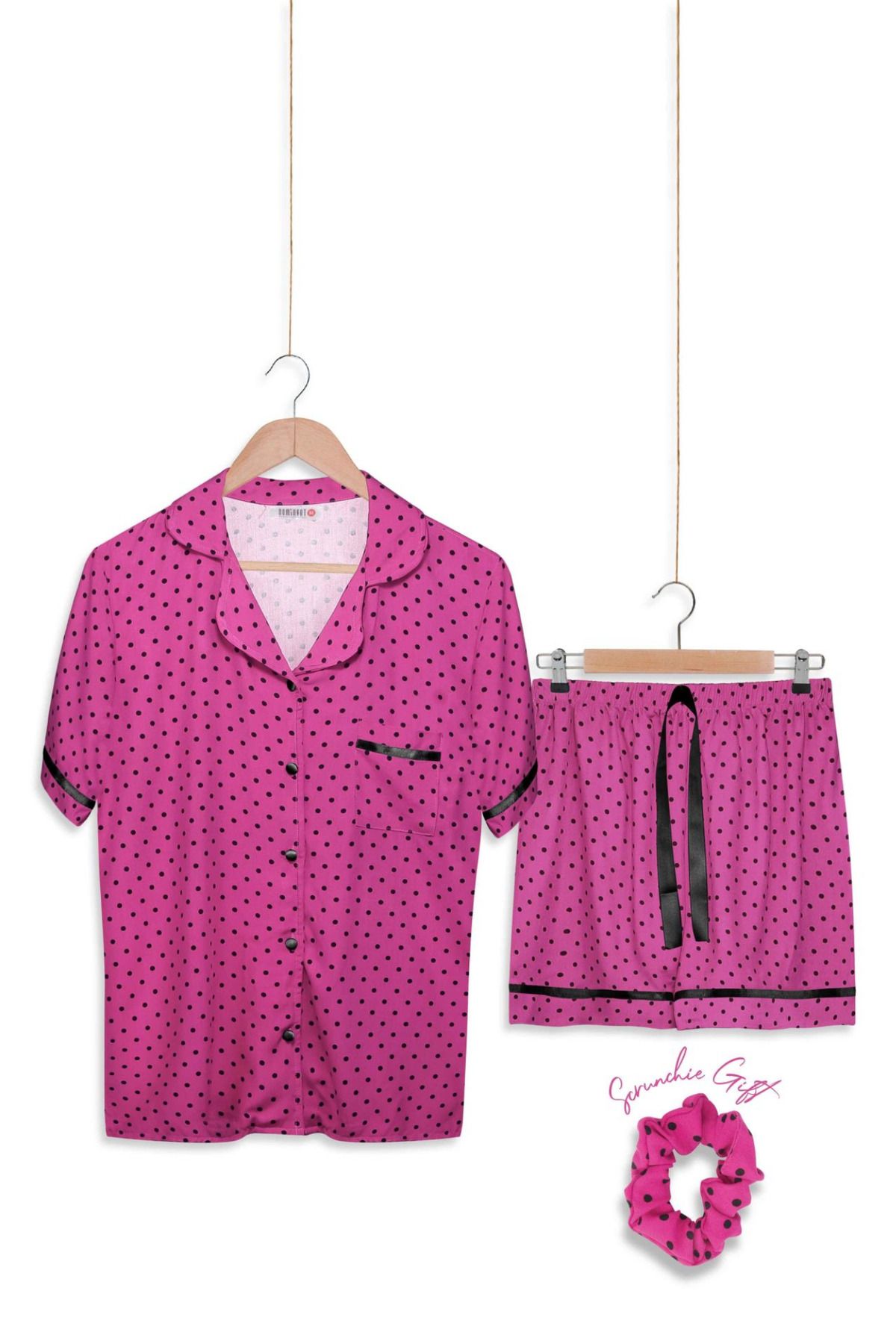 ZENCHES kadın kısa kollu şortlu rahat günlük şık pijama takımı