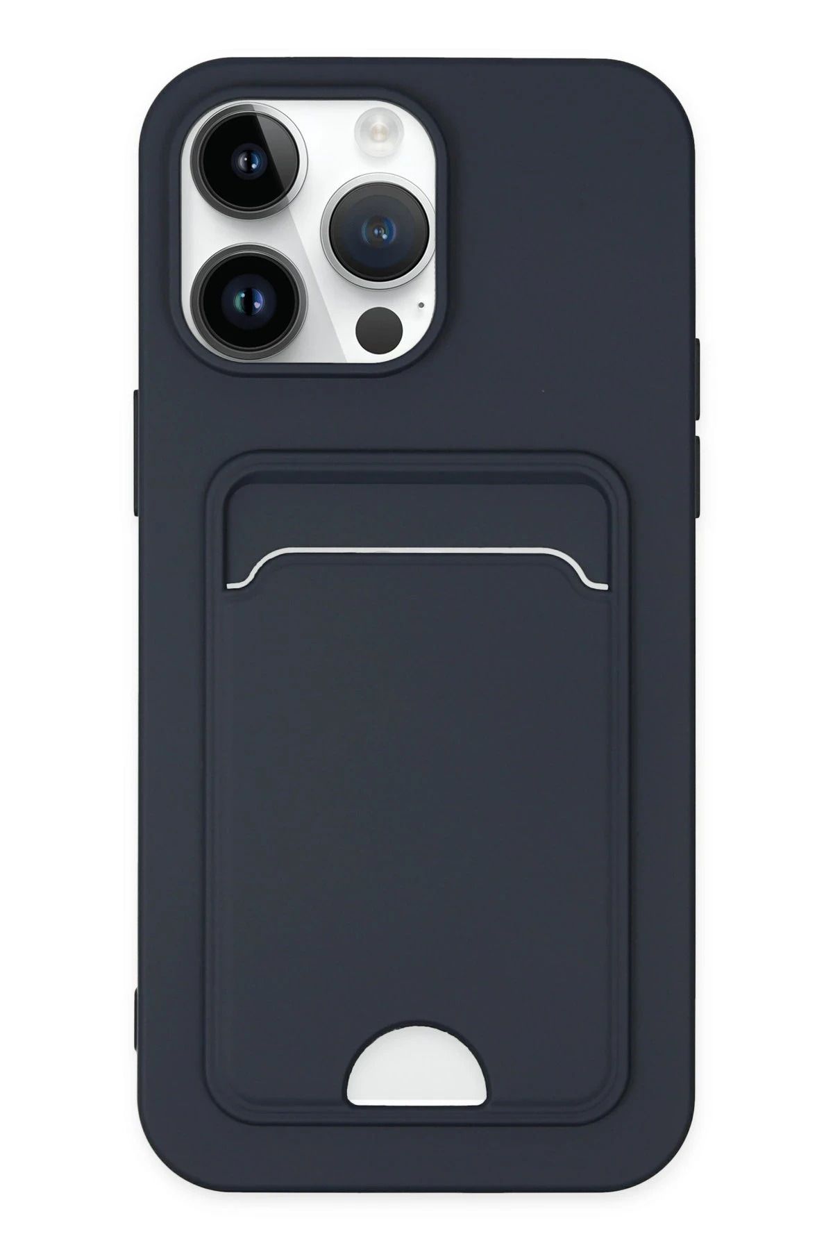 NewFace iPhone 14 Pro Kılıf Kelvin Kartvizitli Silikon - Lacivert NRMSA