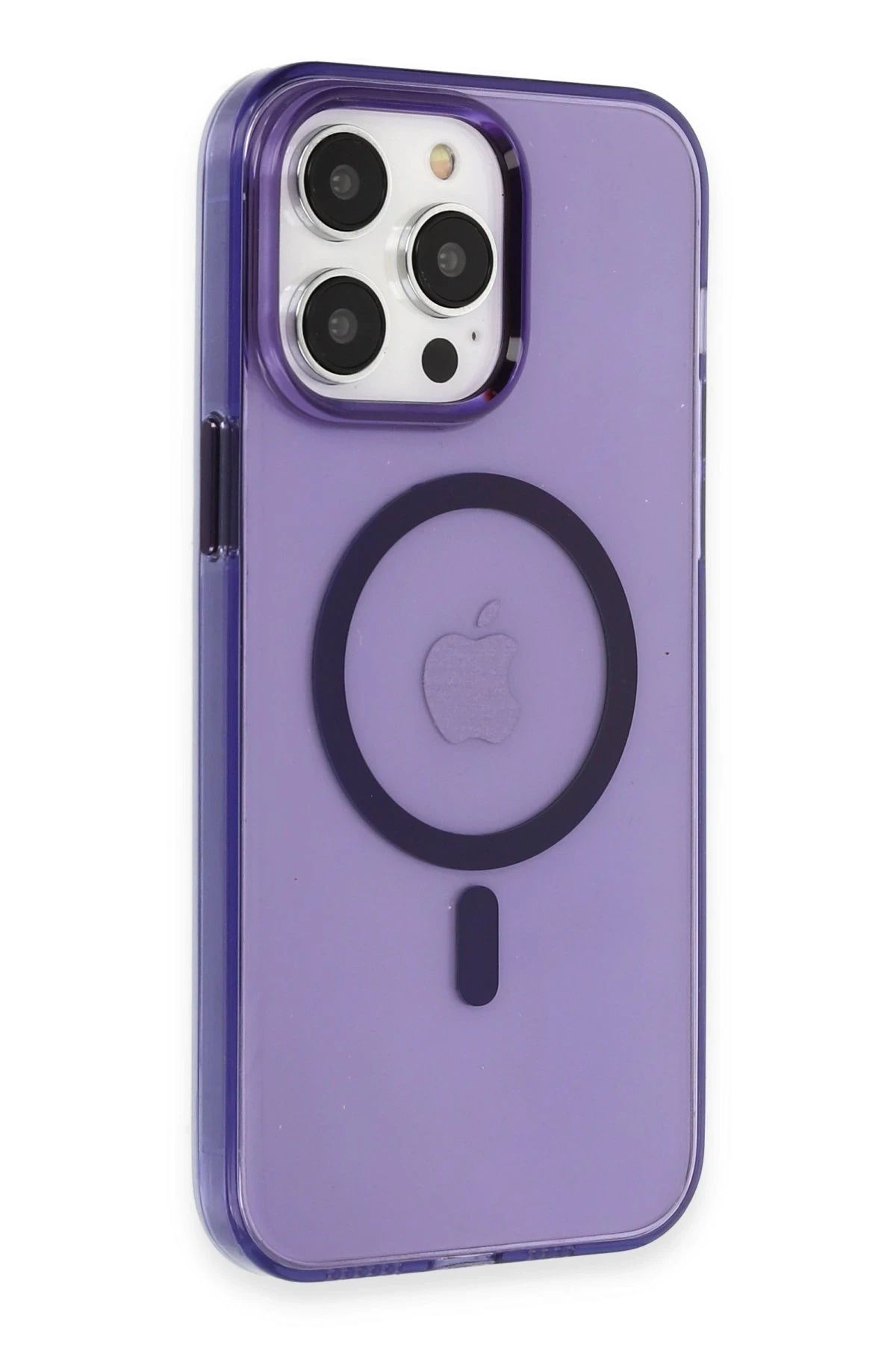 NewFace iPhone 14 Pro Max Kılıf Tron Şeffaf Magsafe Kapak - Derin Mor YNSMR