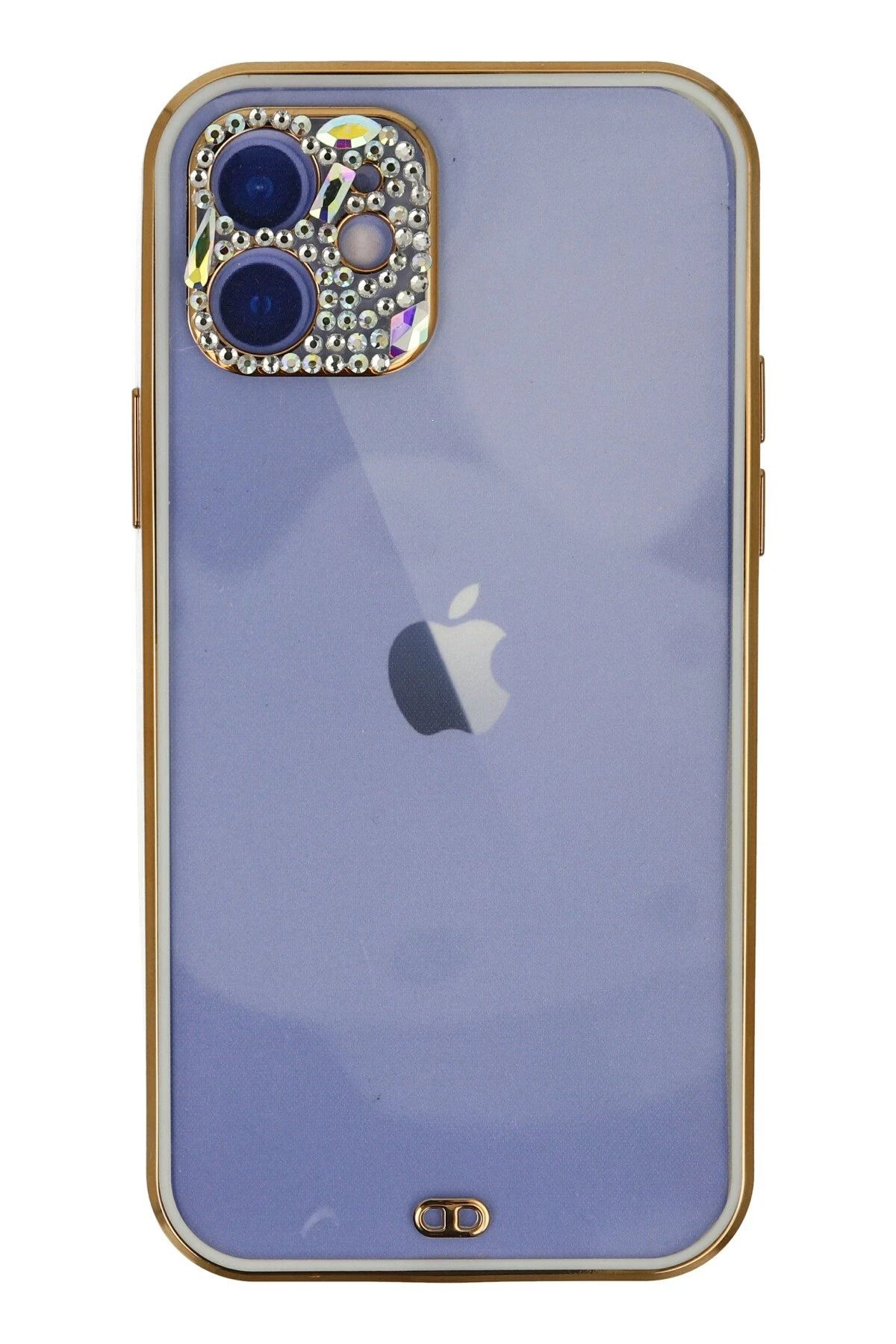 NewFace iPhone 12 Kılıf Liva Taşlı Silikon - Beyaz BSTMY