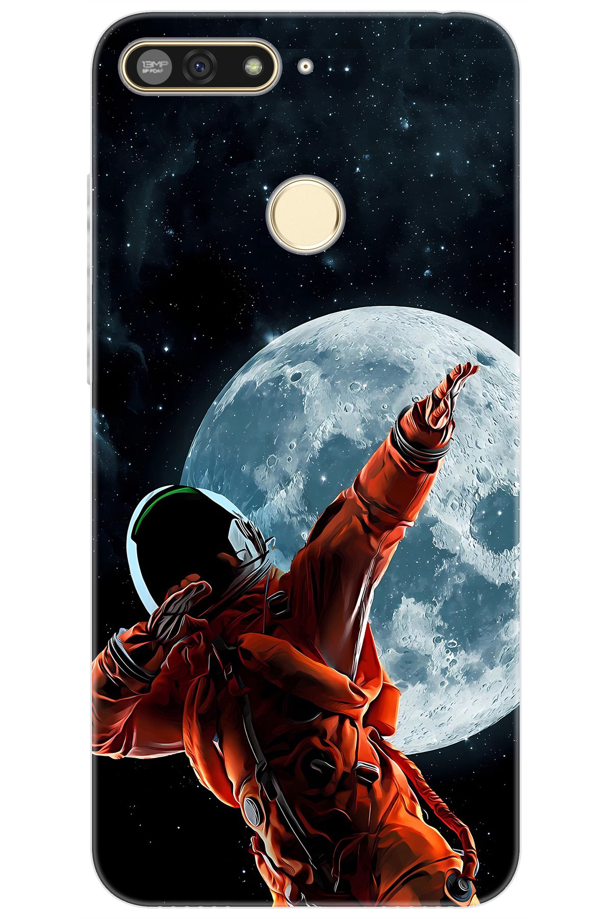 Ceppare Honor 7A (AUM-L29) Uyumlu Kılıf Desen Baskılı Silikon Astronot STK:674 CP-QZt2ECP