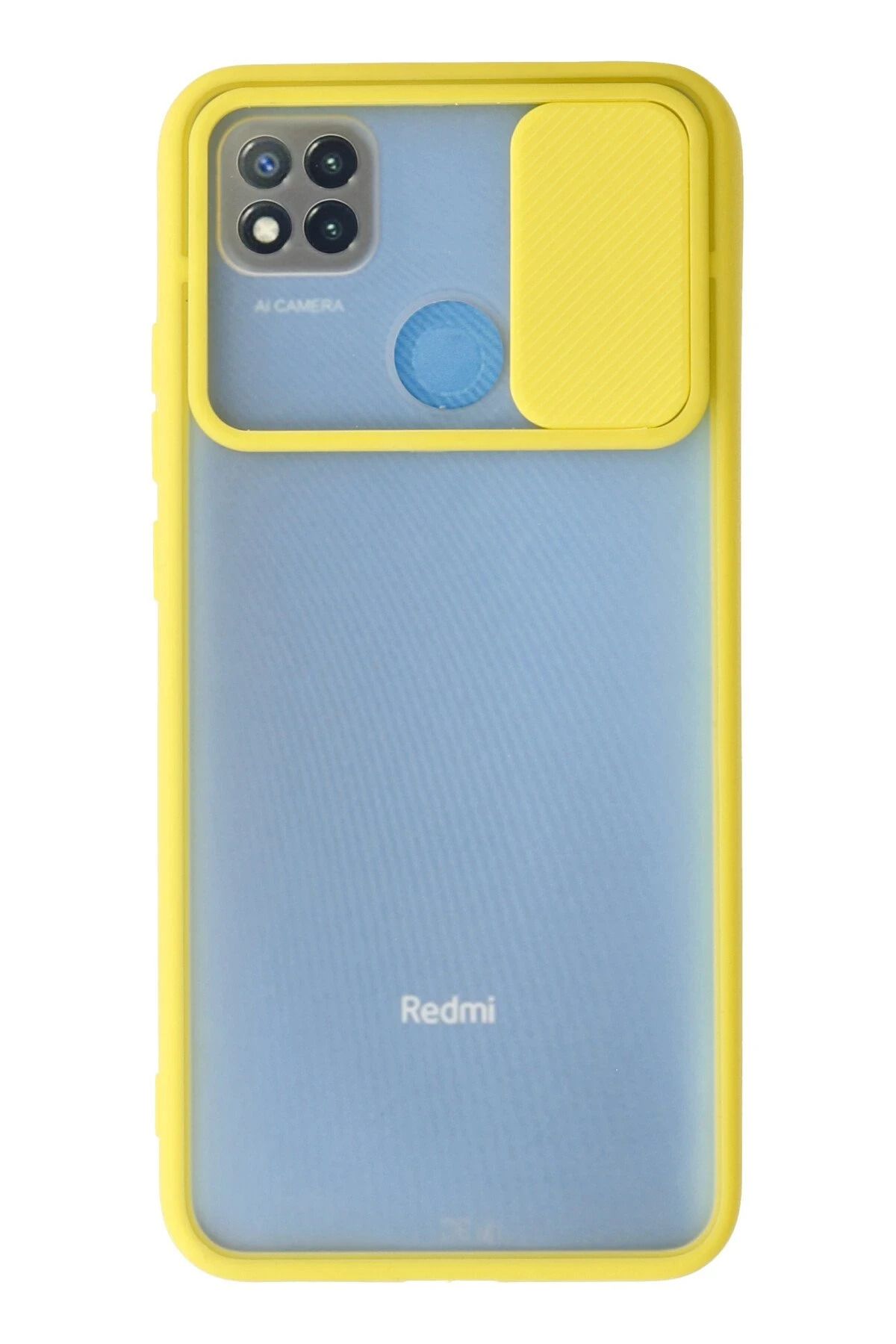 NewFace Xiaomi Redmi 9C Kılıf Palm Buzlu Kamera Sürgülü Silikon - Sarı JOJUA