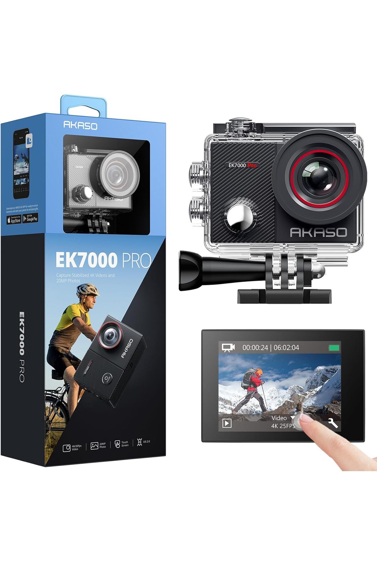 STOREMAX nffashopm EK7000 Pro 4K Aksiyon Kamerasi - Dokunmatik Ekran - 40m Derinlik - Genis Acili storestarx