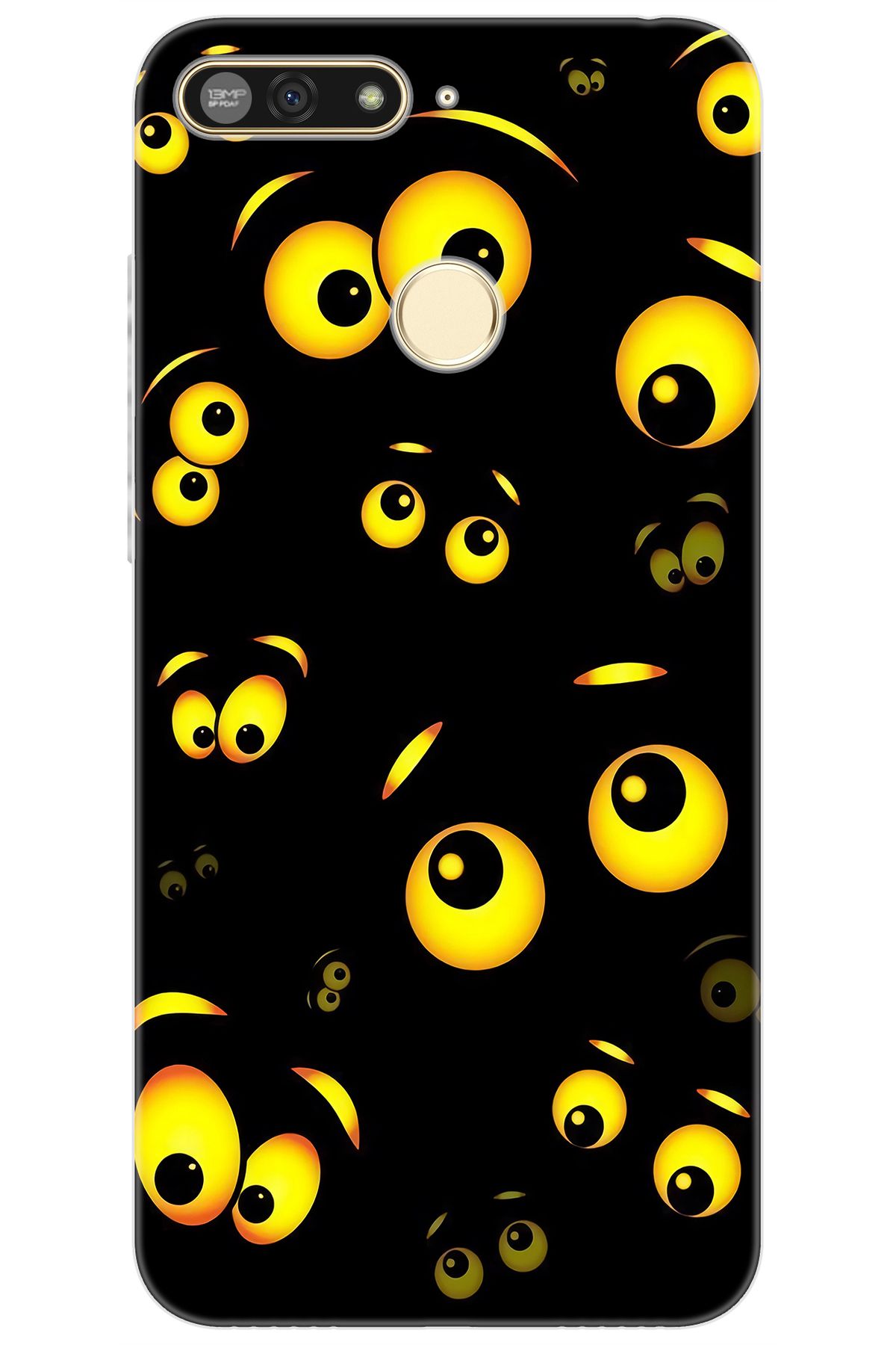 Ceppare Honor 7A (AUM-L29) Uyumlu Kılıf Desen Baskılı Silikon Emoji Gözler STK:746 CP-HOnrwHz