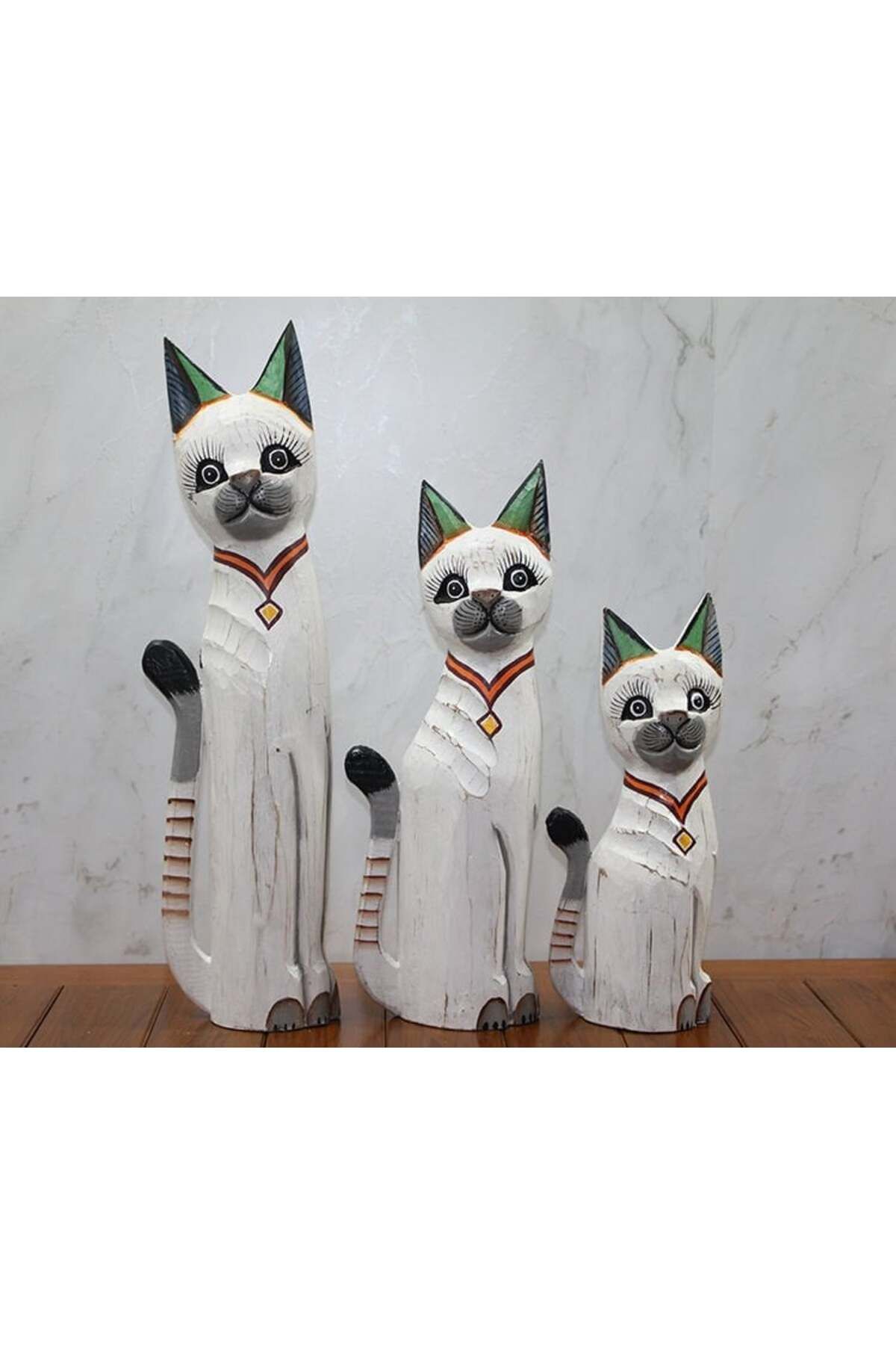 Vexahome Ahşap 3'lü Kedi Seti 50 Cm