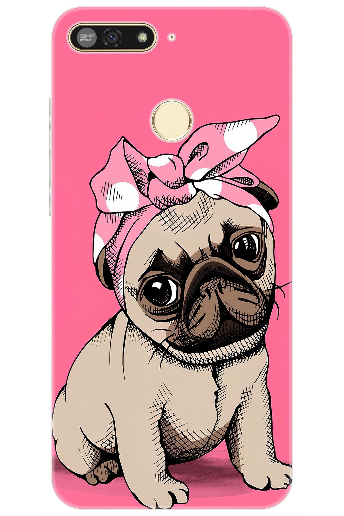 Ceppare Honor 7A (AUM-L29) Uyumlu Kılıf Desen Baskılı Silikon Sevimli Pug STK:748 CP-hAZ2FXx