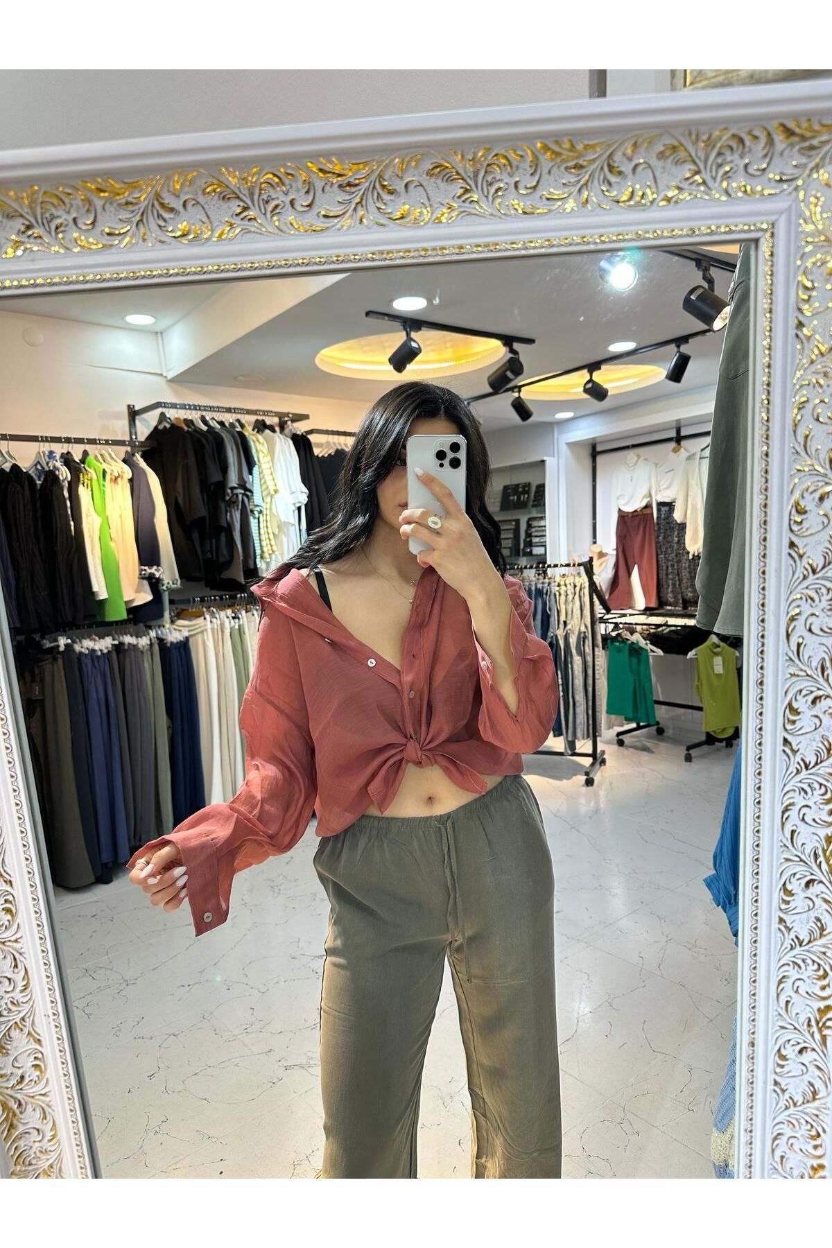MİEL LORE BOUTIQUE TRANSPARAN İPEKSİ GÖMLEK