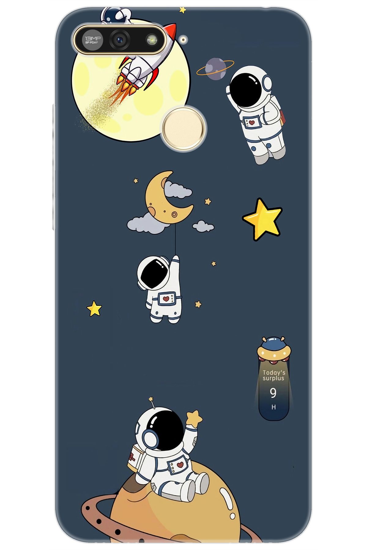 Ceppare Honor 7A (AUM-L29) Uyumlu Kılıf Desen Baskılı Silikon Astronot Serisi STK:725 CP-9gwCNoK