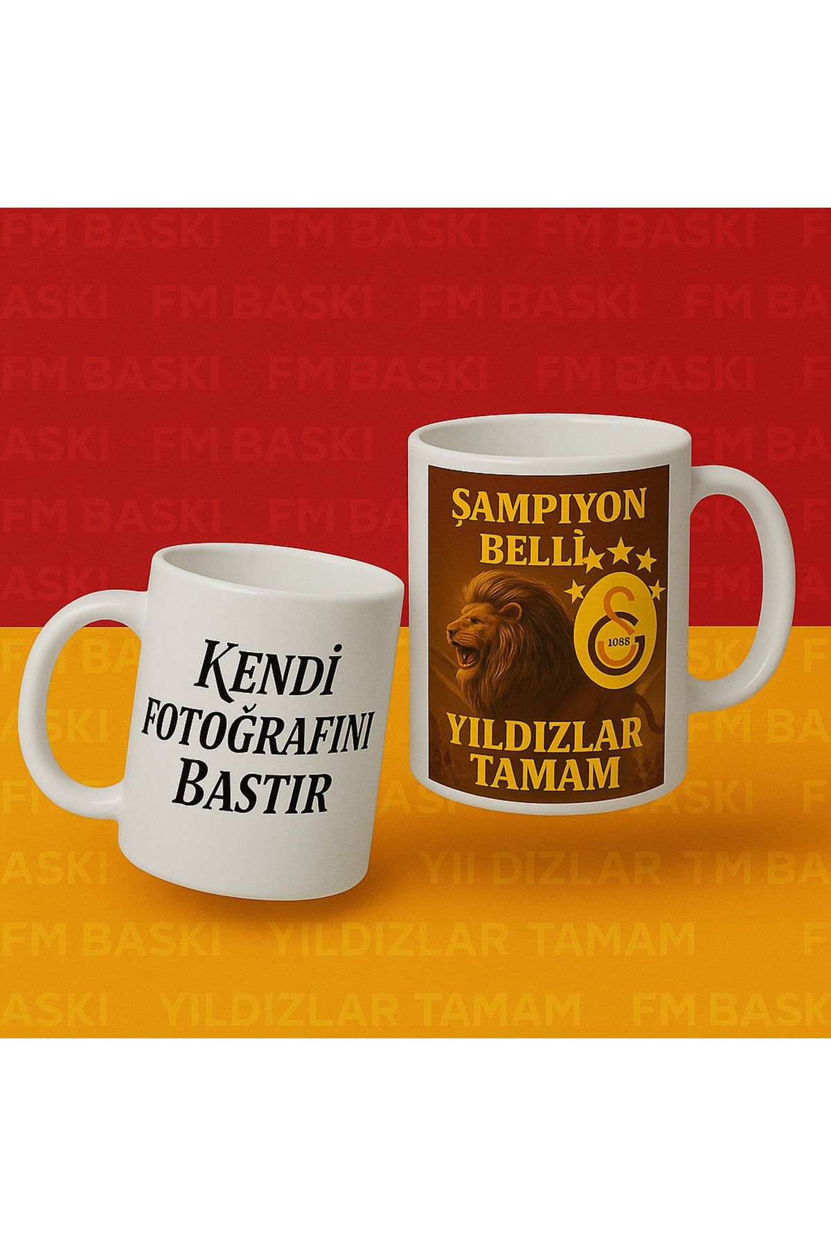 FM BASKI Sarı kırmızı temalı şampiyon kişiye özel resim