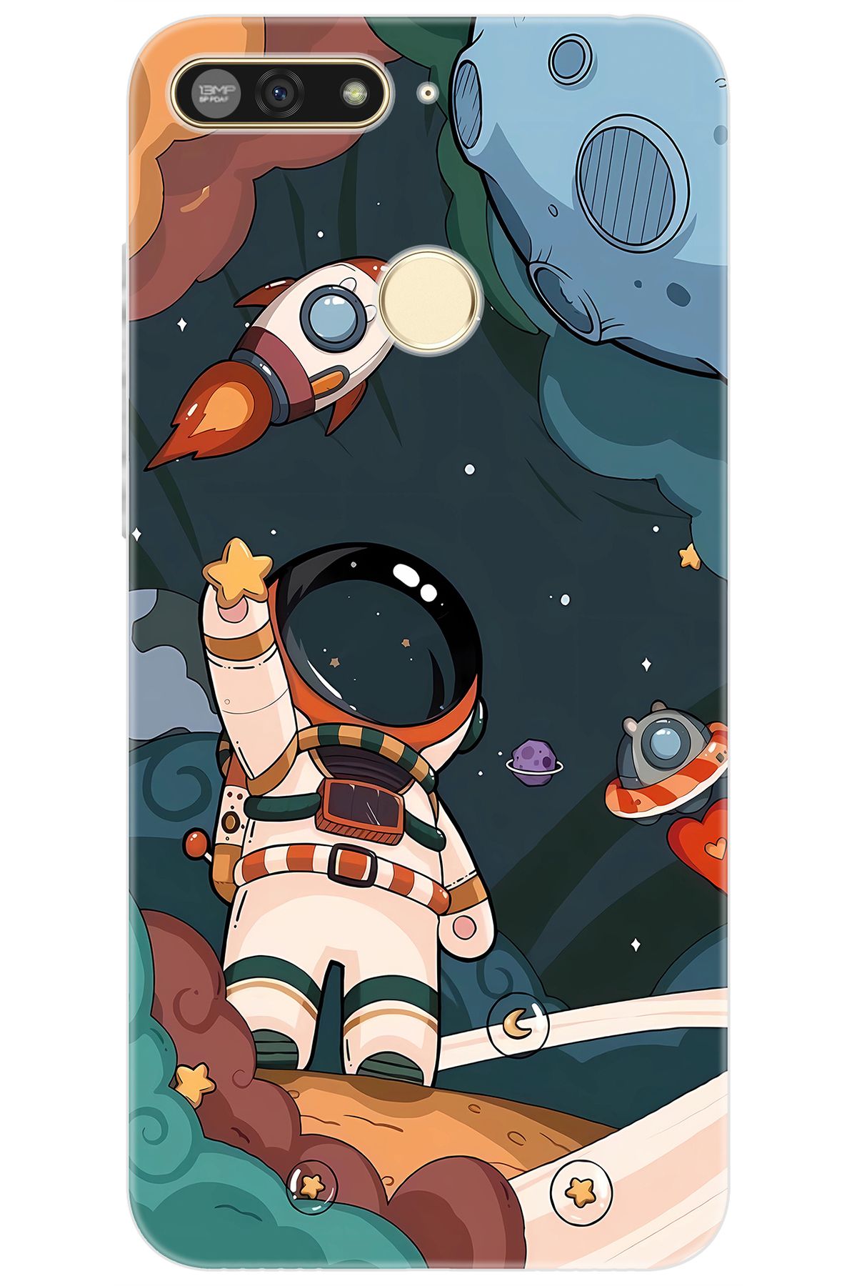 Ceppare Honor 7A (AUM-L29) Uyumlu Kılıf Desen Baskılı Silikon Astronot STK:696 CP-OKOlJBj