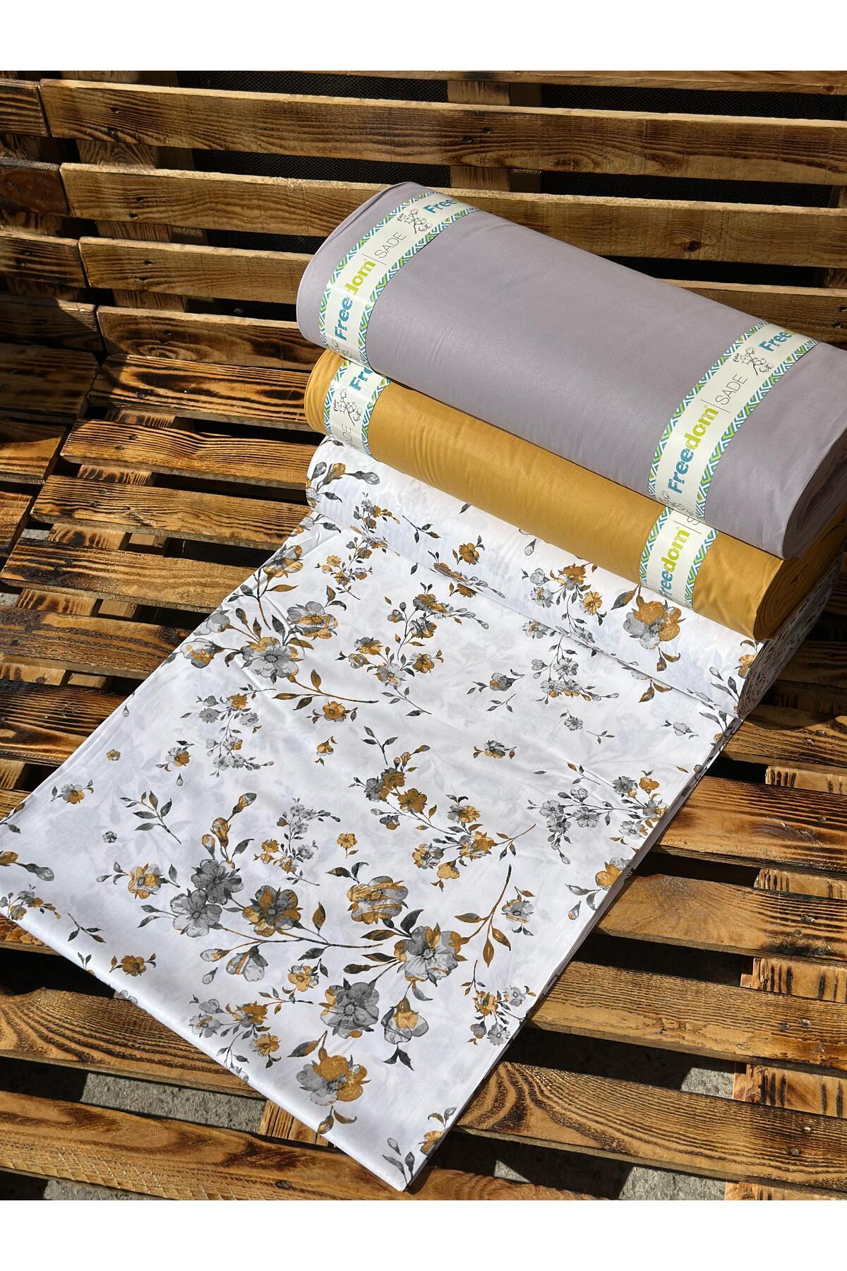 Freedom-Floral Patterned Fabric - 30 Meters 1 Ball Fabric 240 cm Width - 100% Cotton Ranforce 1