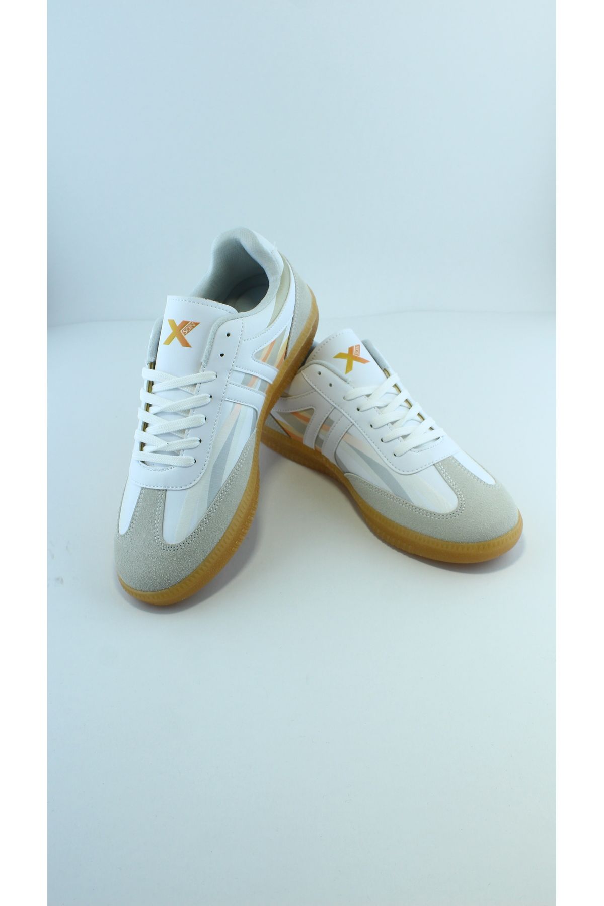 xson Dijital Baskı Oranj Şerit Desen Kadın Sneaker Kadın Ayakkabı