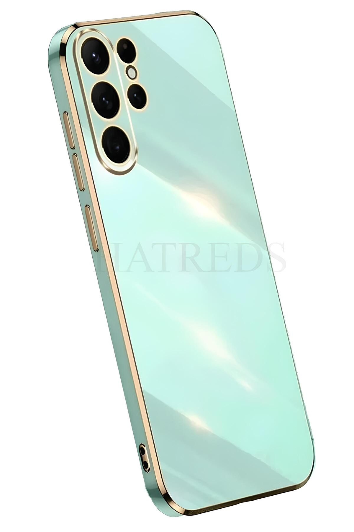 Hatreds Samsung Galaxy S25 Ultra Kılıf Parlak Altın Kenarlı Kamera Korumalı Dayanıklı Kapak