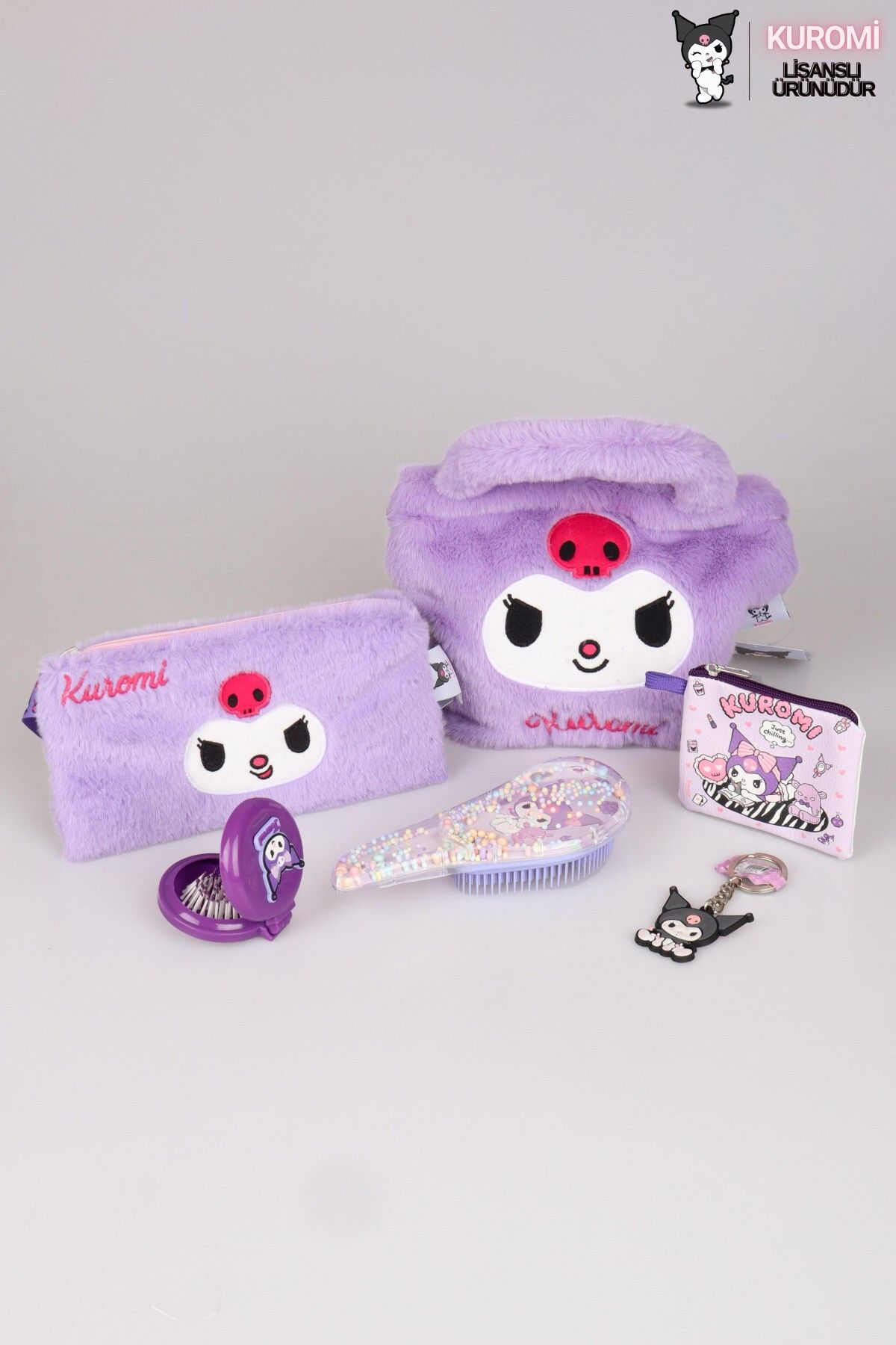 kuromi DEKOMUS İLE LİSANSLI YENİ SEZON KUROMI PELUŞ BASIC KOL ÇANTASI,EL ÇANTASI,PARA ÇANTASI,AYNALI SAÇ FI