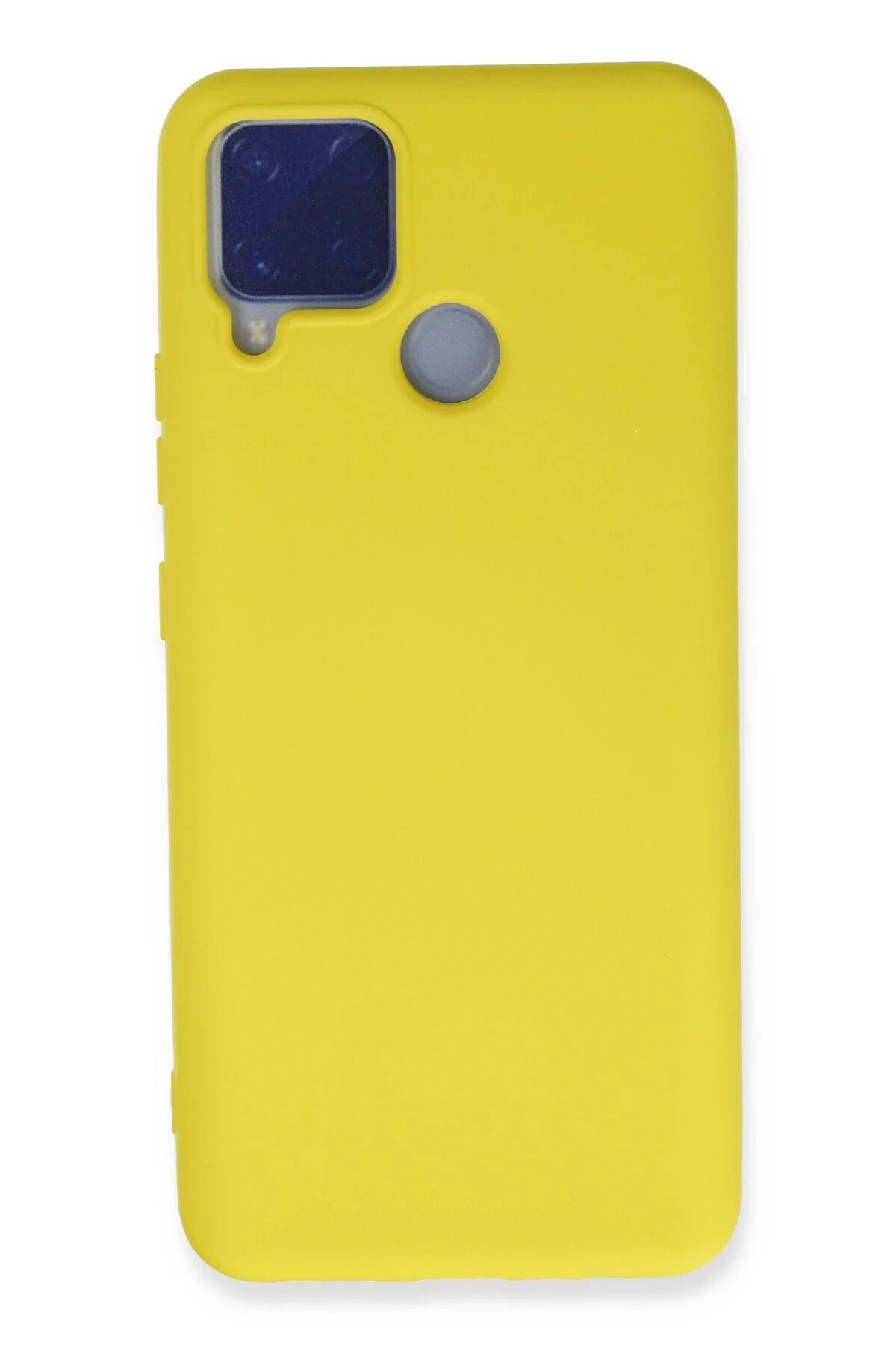 NewFace Realme C15 Kılıf Nano içi Kadife Silikon - Sarı HNZRN