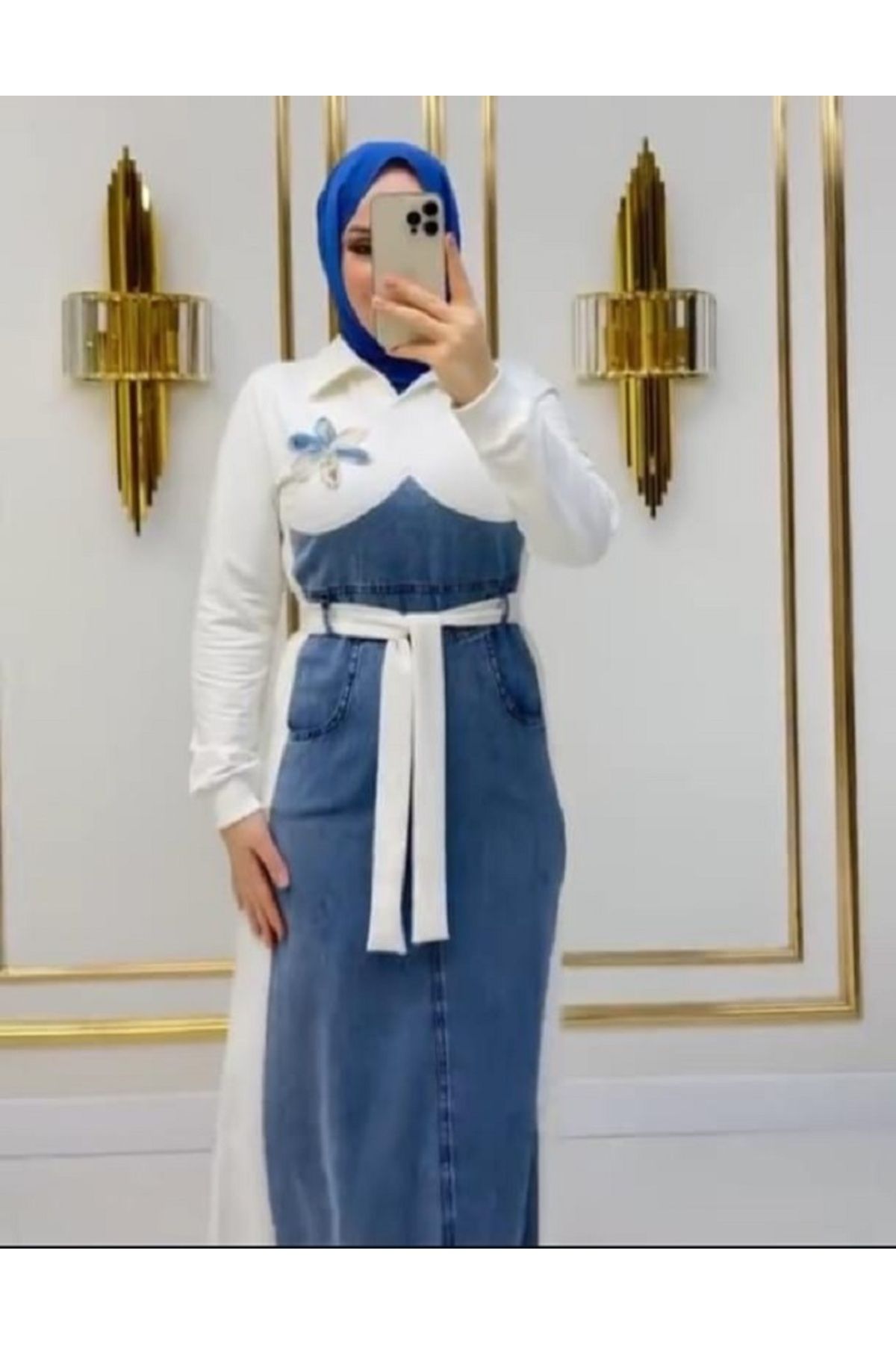 Arvena BEYAZ KOLLU KOT ELBİSE
