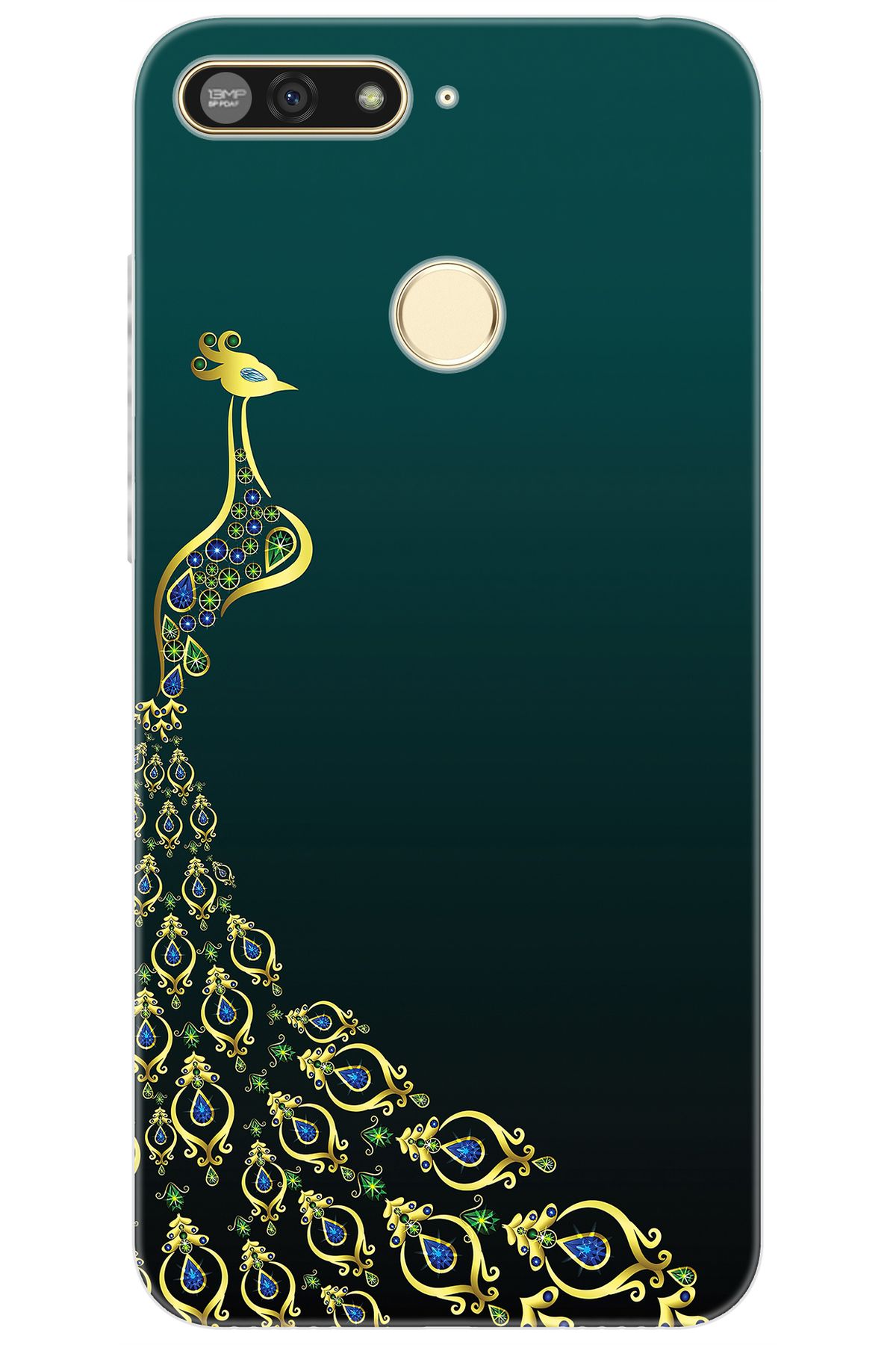 Ceppare Honor 7A (AUM-L29) Uyumlu Kılıf Desen Baskılı Silikon Tavus Kuşu STK:540 CP-dkSqOQb