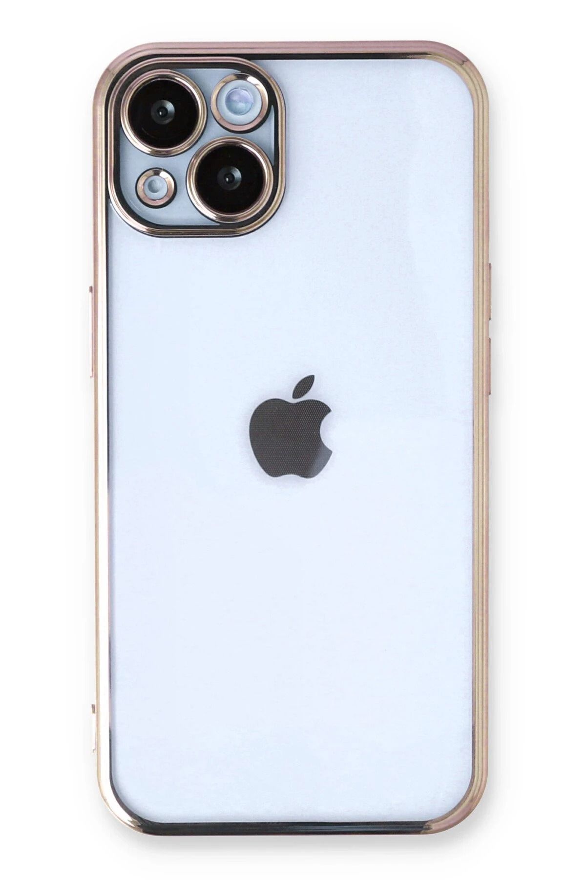 NewFace iPhone 14 Plus Kılıf Lensli Silikon - Gold JOJUA